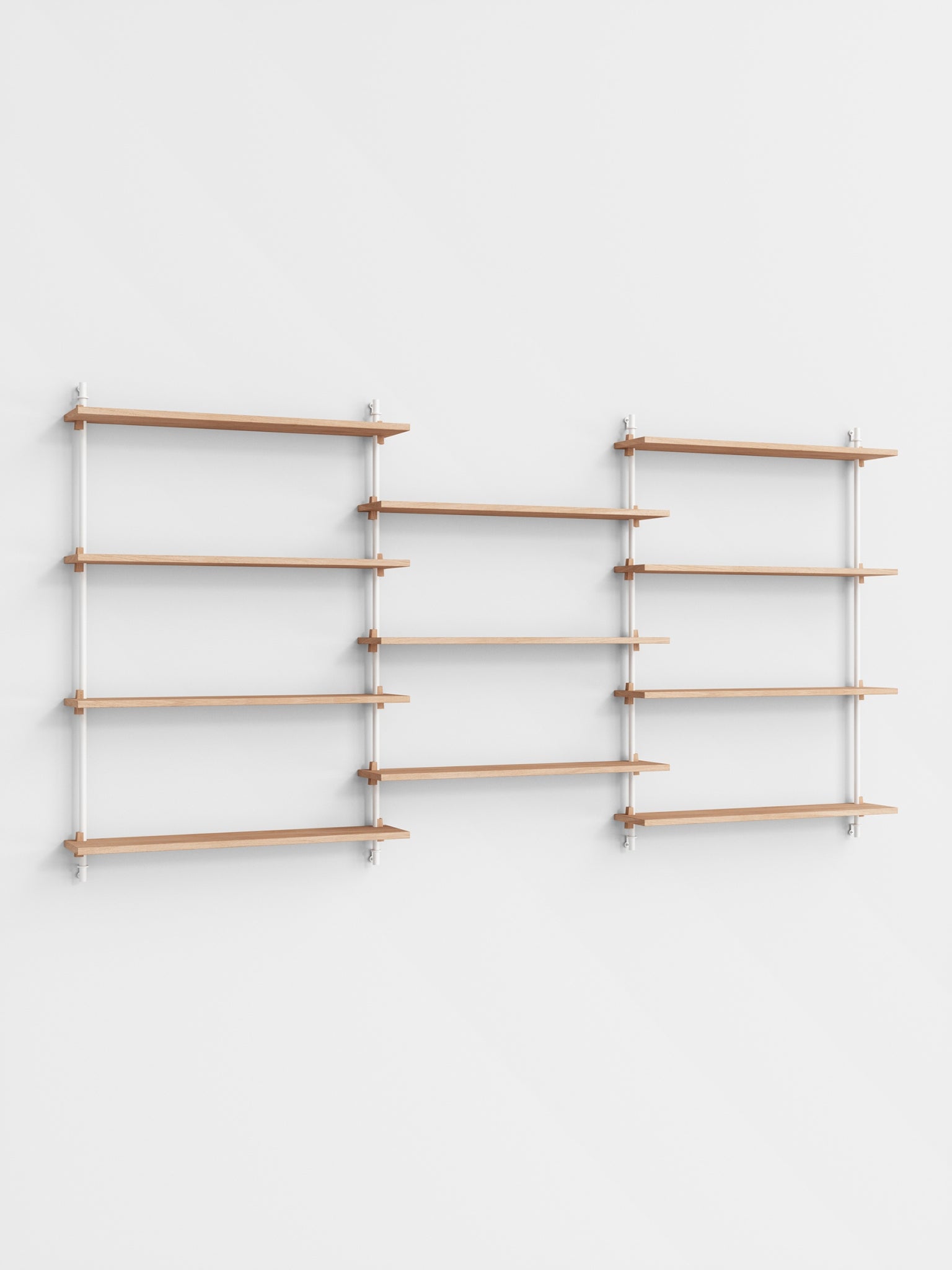 Moebe Wall Shelving Set Ws.115.3, Oak Shelves, White Legs (fsc Mix Credit)
