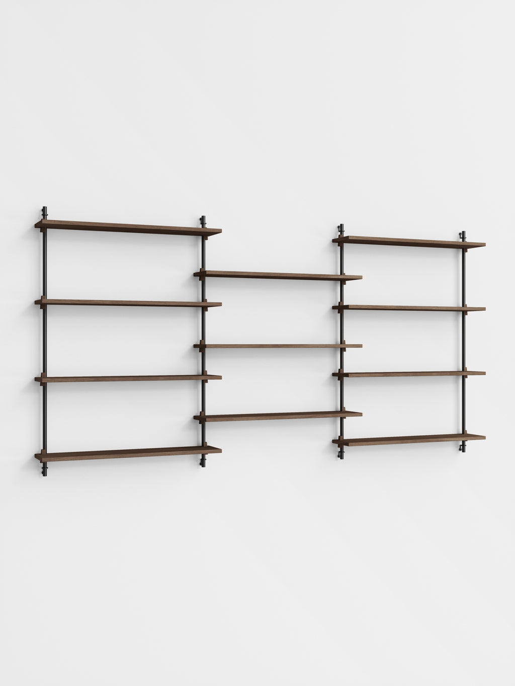 Moebe Wall Shelving Set Ws.115.3, Smoked Oak Shelves, Black Legs (fsc Mix Credit)