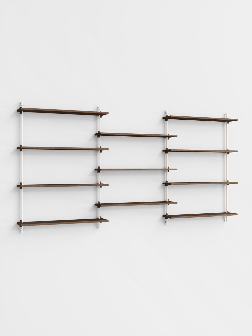 Moebe Wall Shelving Set Ws.115.3, Smoked Oak Shelves, White Legs (fsc Mix Credit)