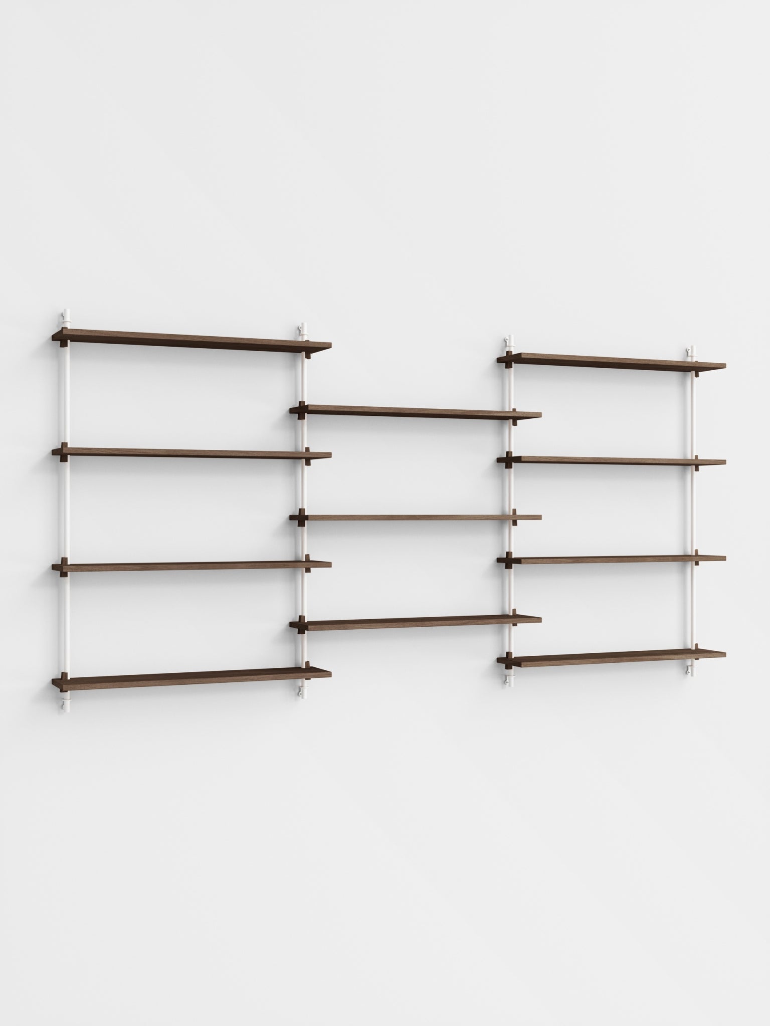 Moebe Wall Shelving Set Ws.115.3, Smoked Oak Shelves, White Legs (fsc Mix Credit)