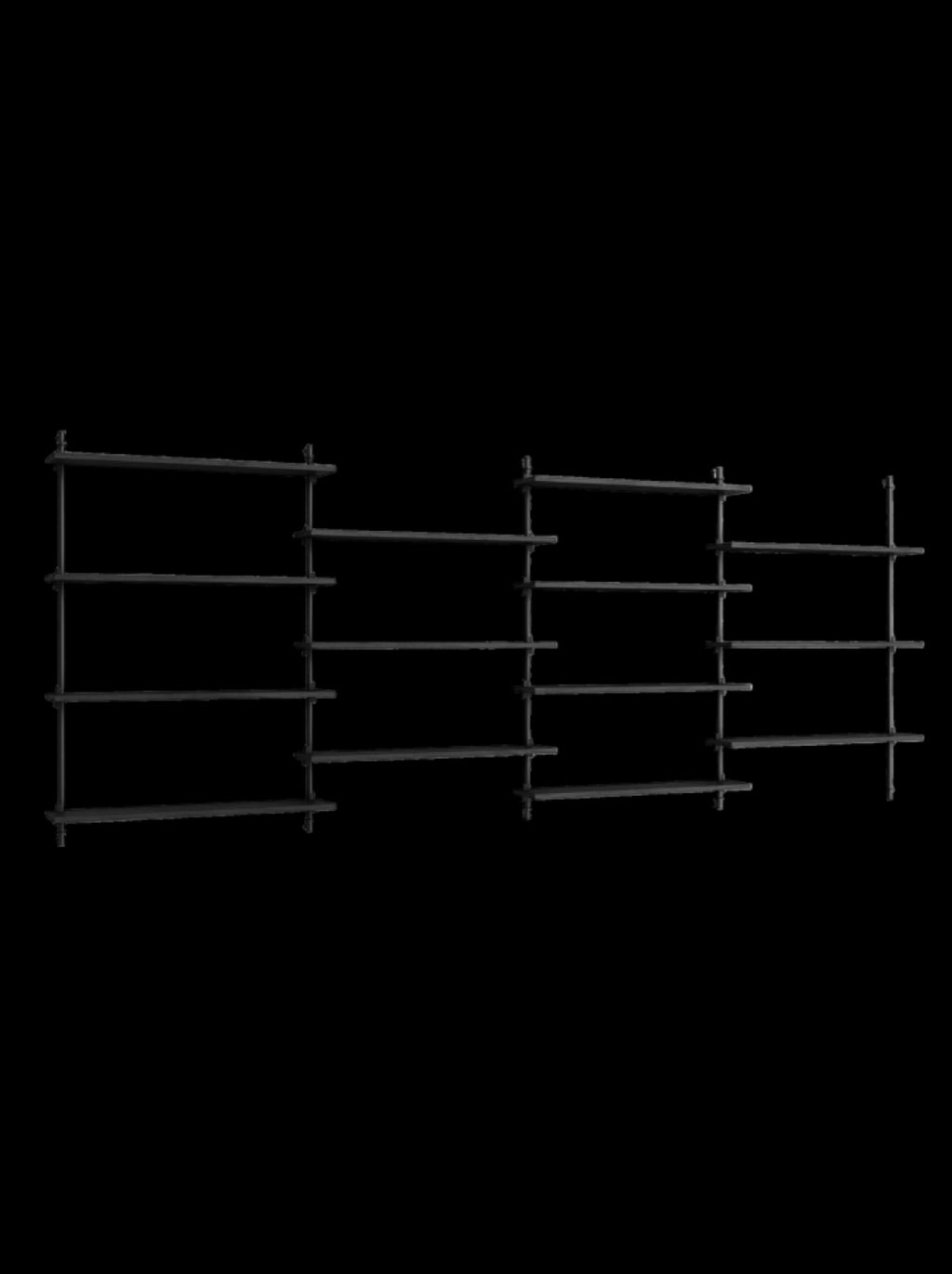 Moebe Wall Shelving Set Ws.115.4, Black Shelves, Black Legs (fsc Mix Credit)