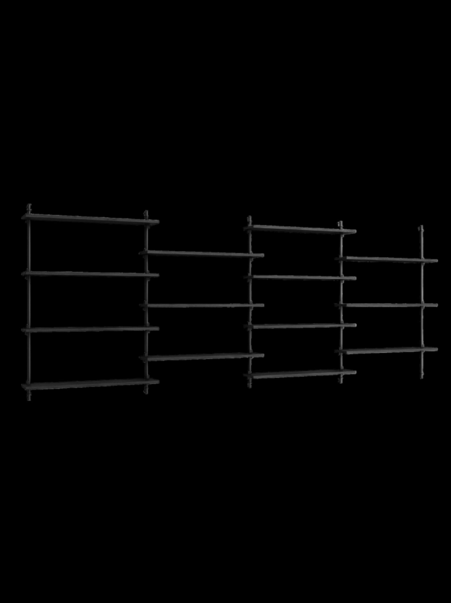 Moebe Wall Shelving Set Ws.115.4, Black Shelves, Black Legs (fsc Mix Credit)