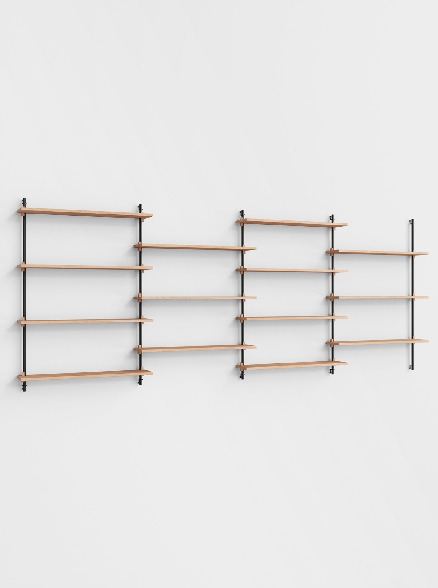 Moebe Wall Shelving Set Ws.115.4, Oak Shelves, Black Legs (fsc Mix Credit)