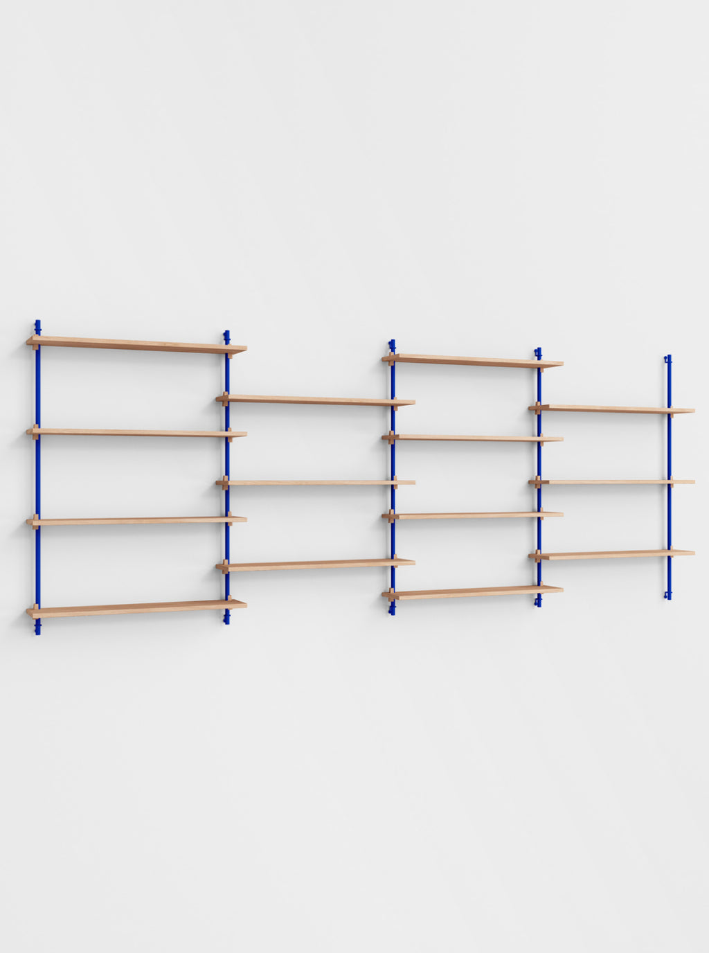 Moebe Wall Shelving Set Ws.115.4, Oak Shelves, Deep Blue Legs (fsc Mix Credit)