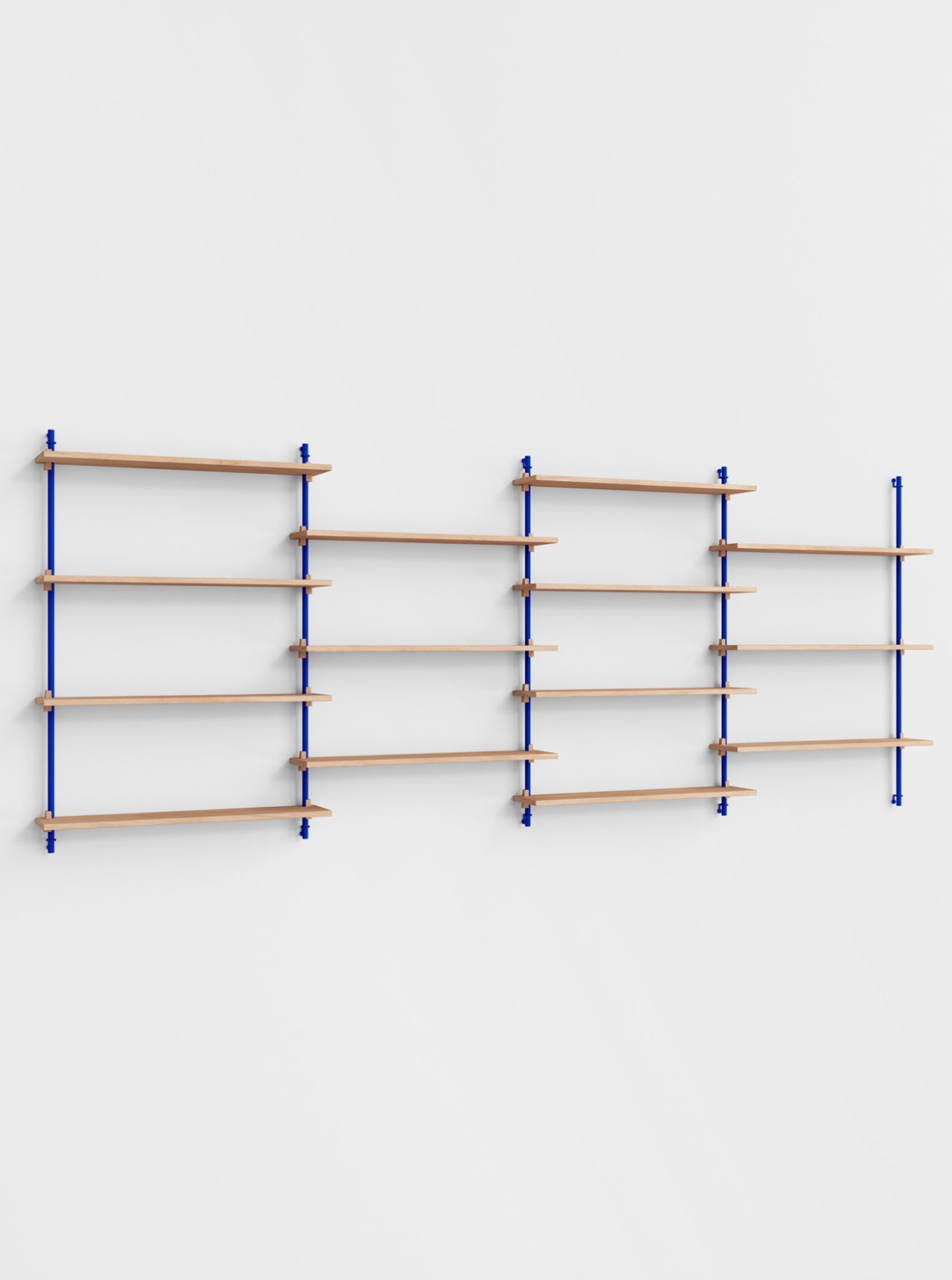Moebe Wall Shelving Set Ws.115.4, Oak Shelves, Deep Blue Legs (fsc Mix Credit)