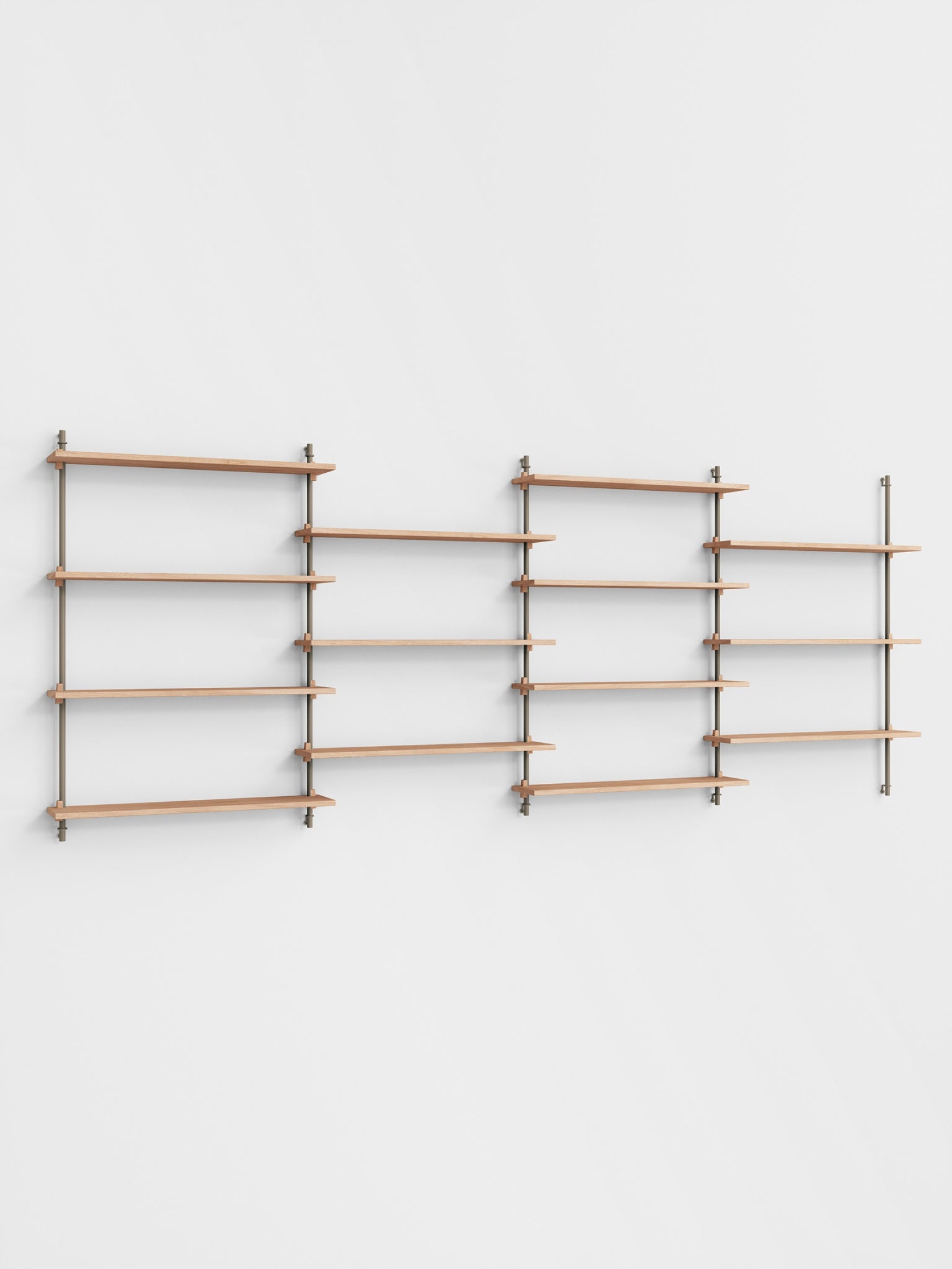 Moebe Wall Shelving Set Ws.115.4, Oak Shelves, Warm Grey Legs (fsc Mix Credit)