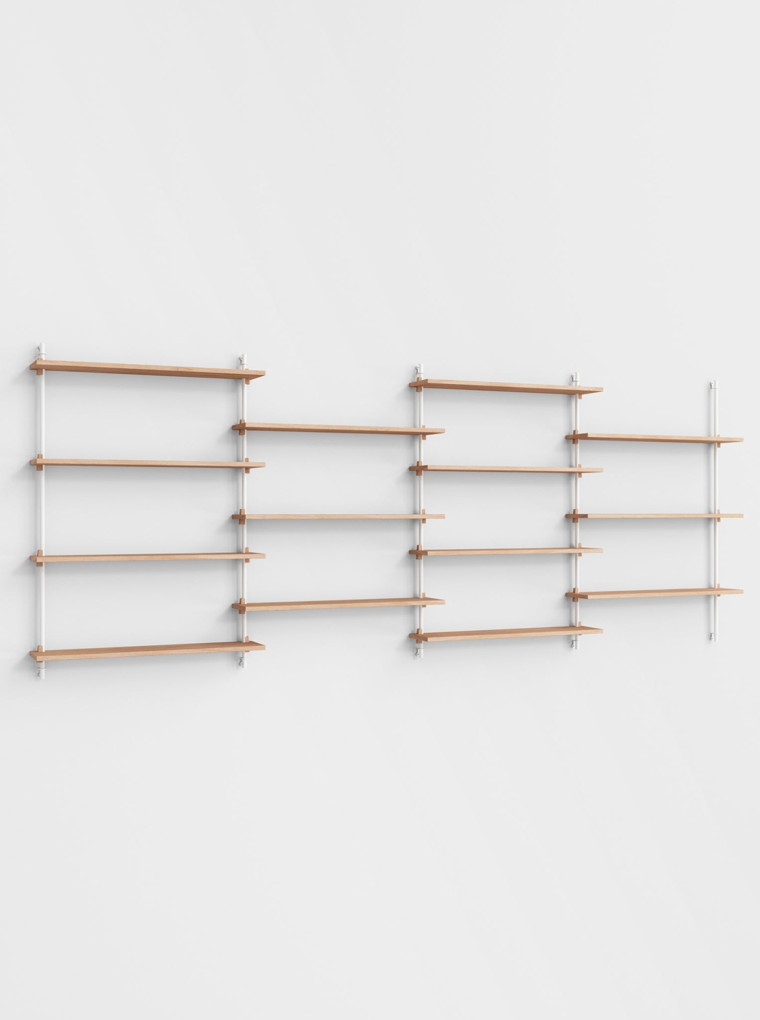 Moebe Wall Shelving Set Ws.115.4, Oak Shelves, White Legs (fsc Mix Credit)