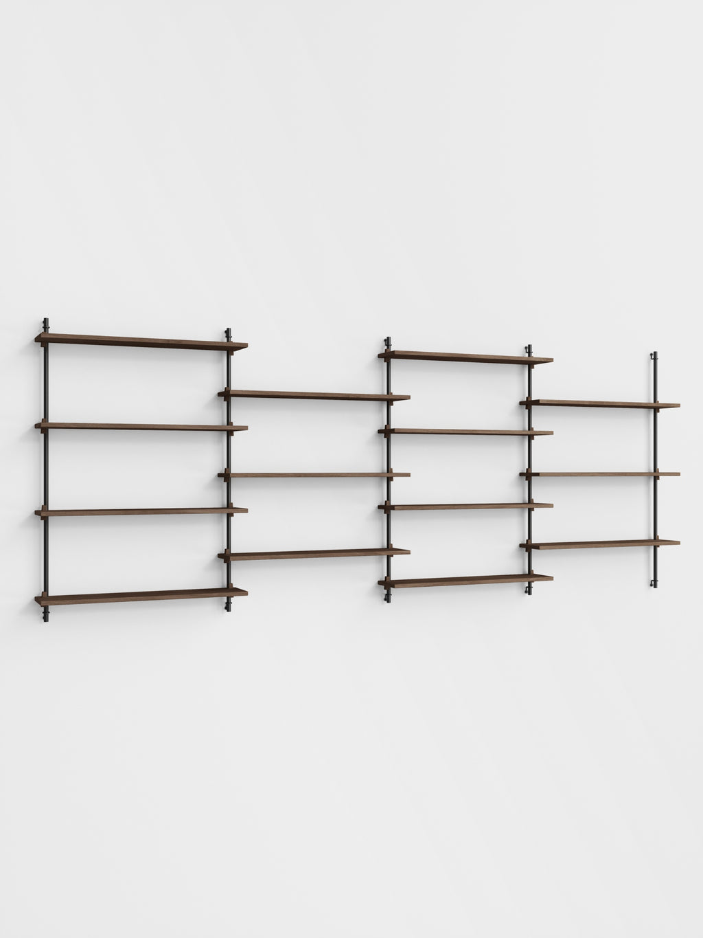 Moebe Wall Shelving Set Ws.115.4, Smoked Oak Shelves, Black Legs (fsc Mix Credit)