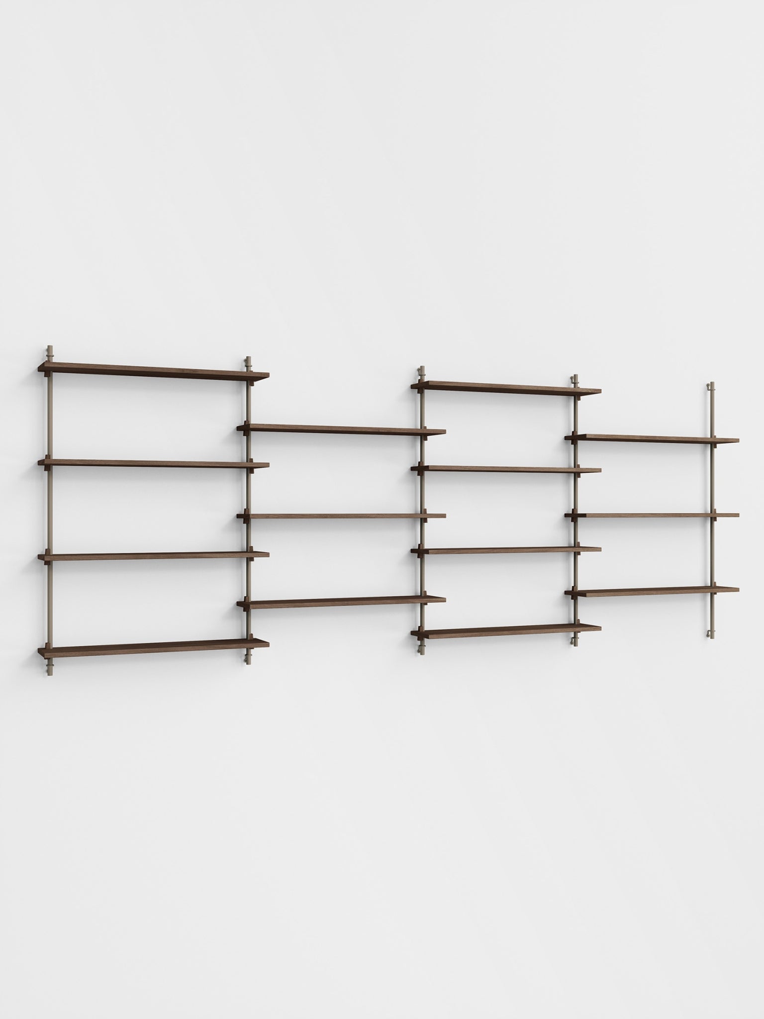 Moebe Wall Shelving Set Ws.115.4, Smoked Oak Shelves, Warm Grey Legs (fsc Mix Credit)