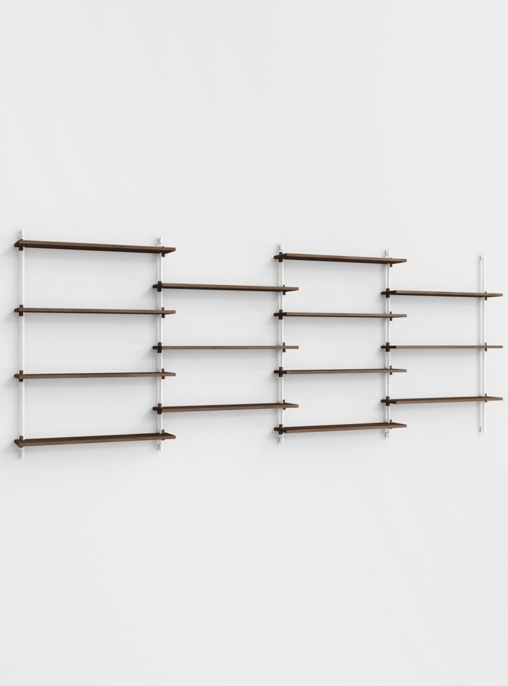 Moebe Wall Shelving Set Ws.115.4, Smoked Oak Shelves, White Legs (fsc Mix Credit)