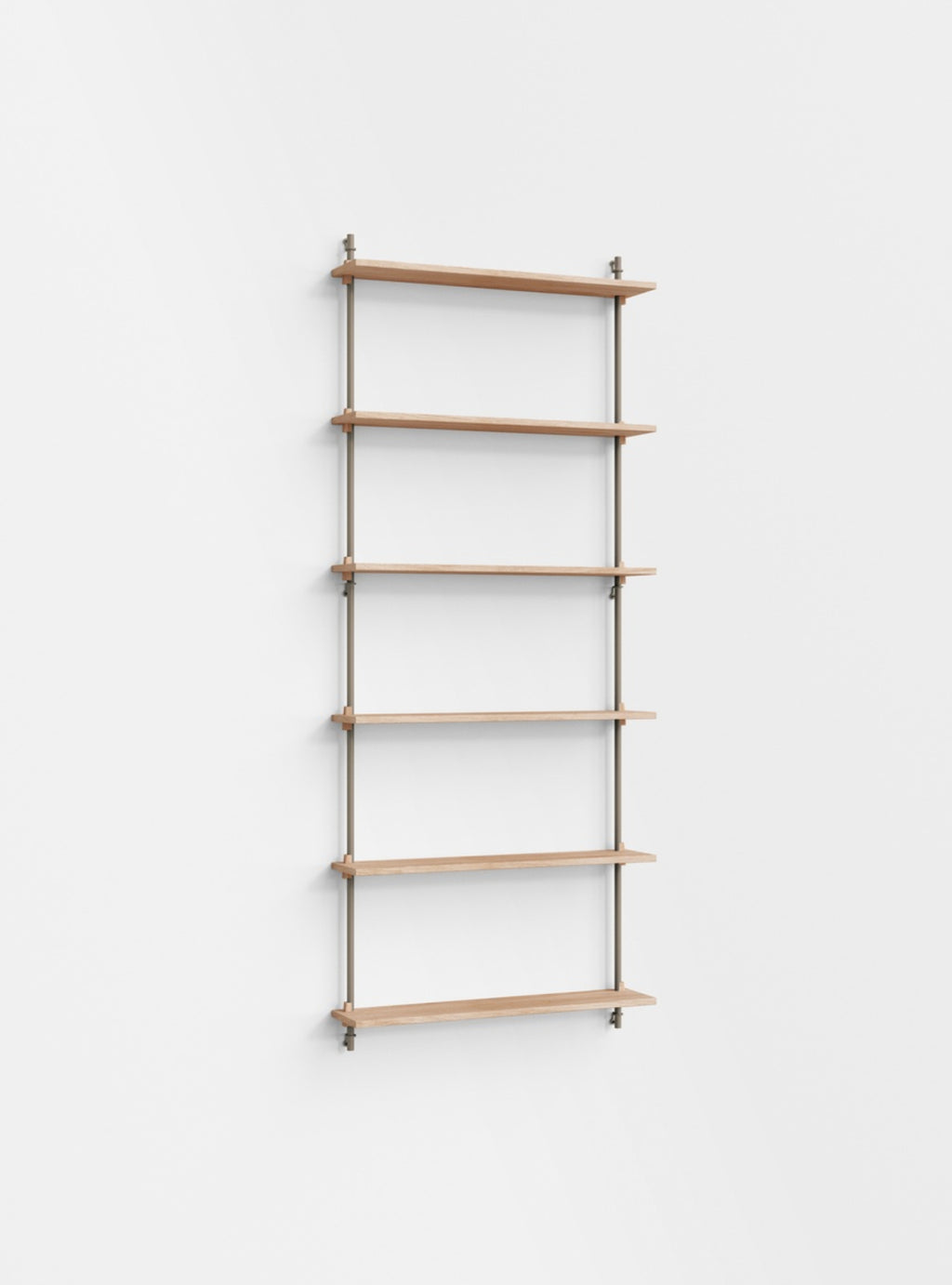 Moebe Wall Shelving Set Ws.200.1, Oak Shelves, Warm Grey Legs (fsc Mix Credit)