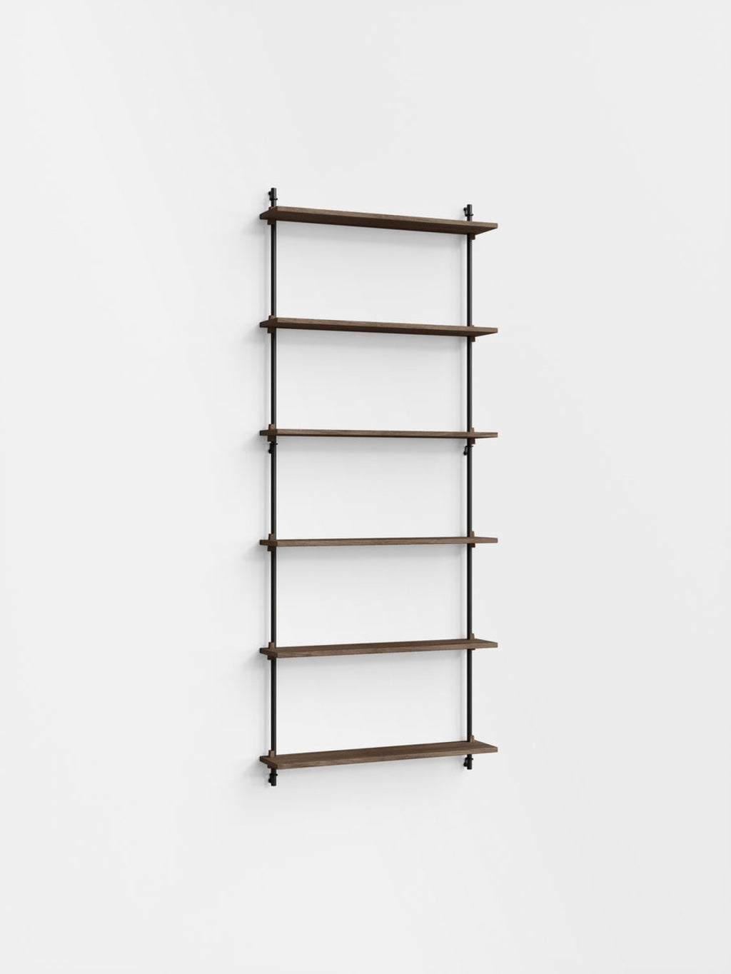 Moebe Wall Shelving Set Ws.200.1, Smoked Oak Shelves, Black Legs (fsc Mix Credit)