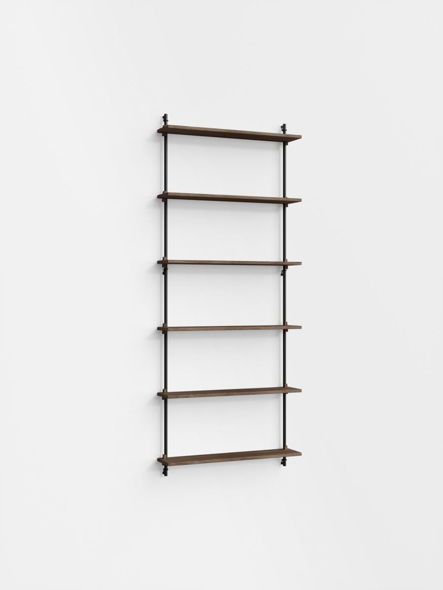 Moebe Wall Shelving Set Ws.200.1, Smoked Oak Shelves, Black Legs (fsc Mix Credit)
