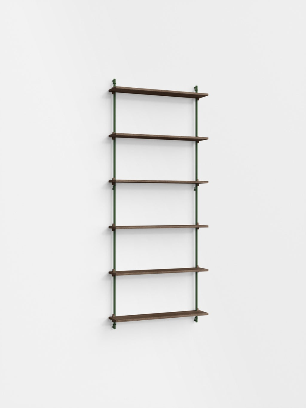 Moebe Wall Shelving Set Ws.200.1, Smoked Oak Shelves, Pine Green Legs (fsc Mix Credit)