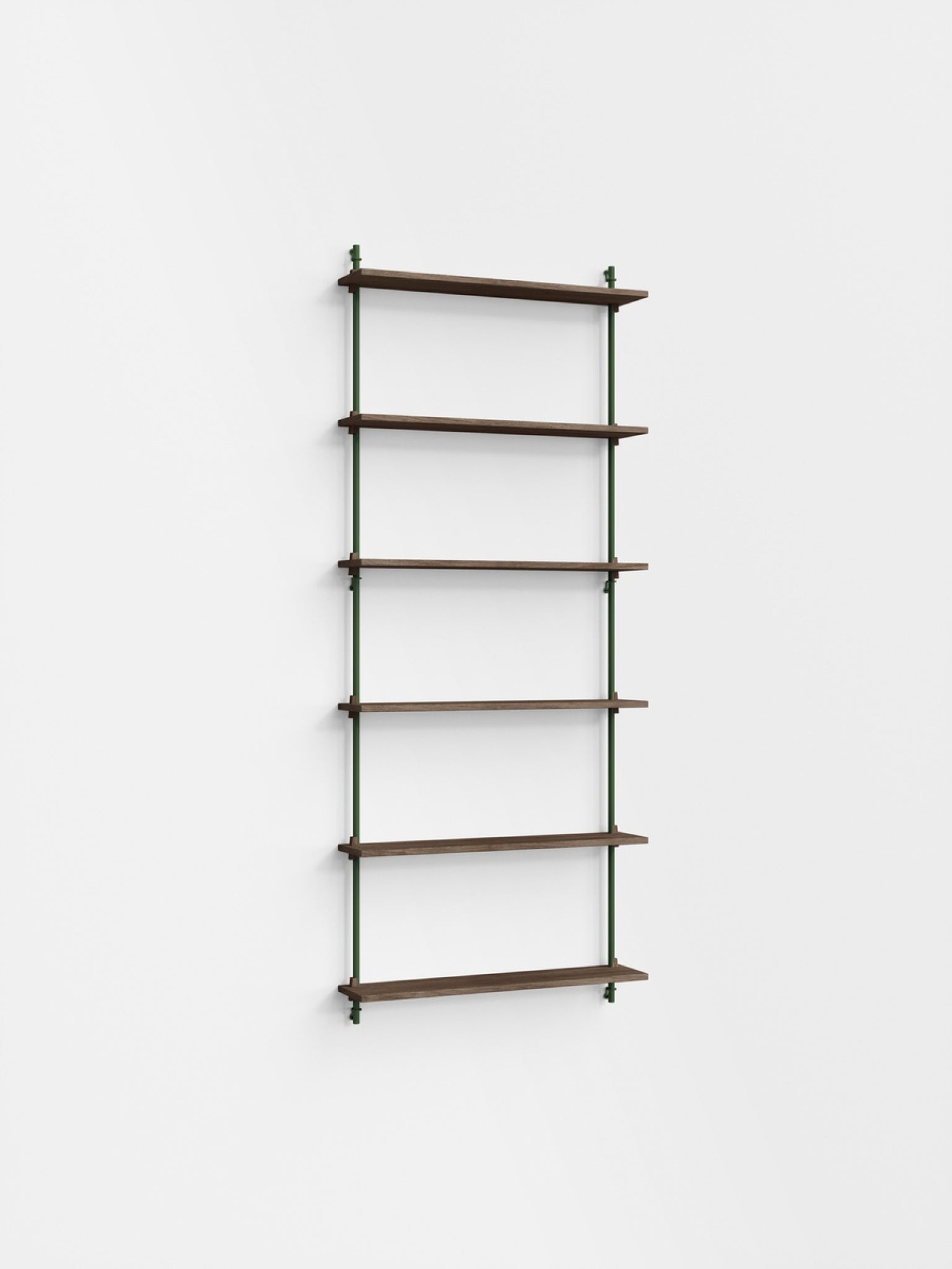 Moebe Wall Shelving Set Ws.200.1, Smoked Oak Shelves, Pine Green Legs (fsc Mix Credit)