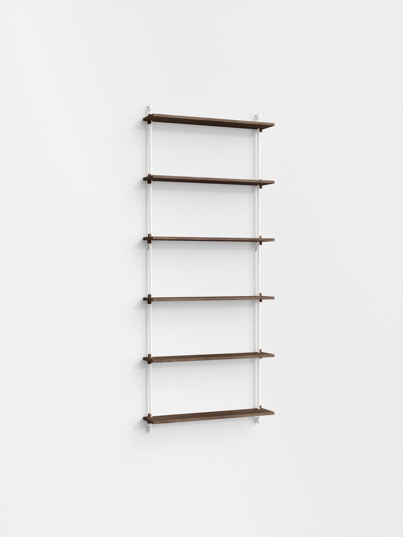 Moebe Wall Shelving Set Ws.200.1, Smoked Oak Shelves, White Legs (fsc Mix Credit)