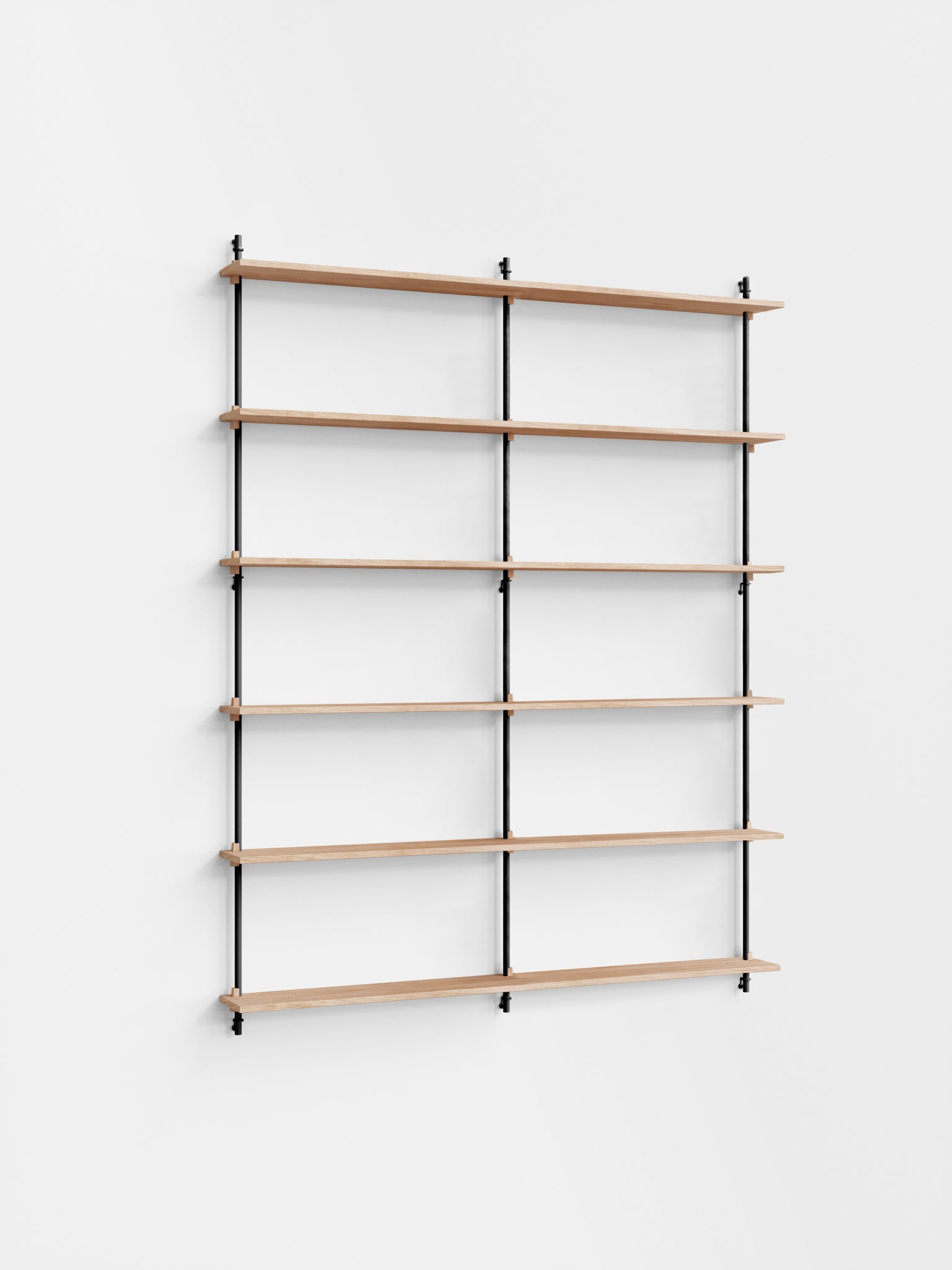 Moebe Wall Shelving Set Ws.200.2.b, Oak Shelves, Black Legs (fsc Mix Credit)