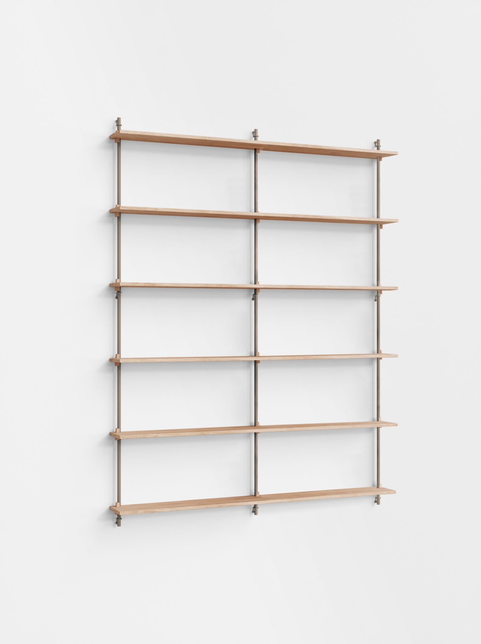 Moebe Wall Shelving Set Ws.200.2.b, Oak Shelves, Warm Grey Legs (fsc Mix Credit)