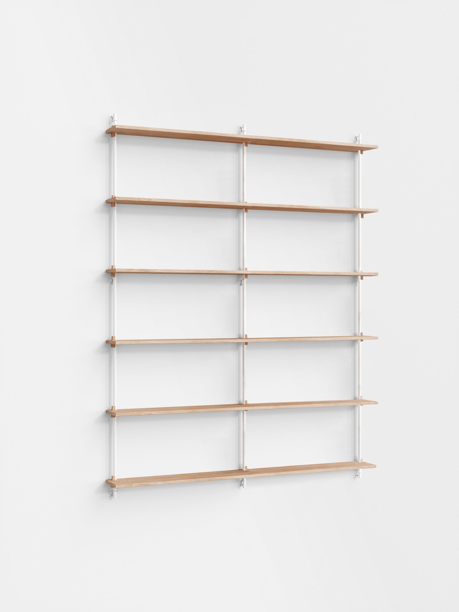 Moebe Wall Shelving Set Ws.200.2.b, Oak Shelves, White Legs (fsc Mix Credit)