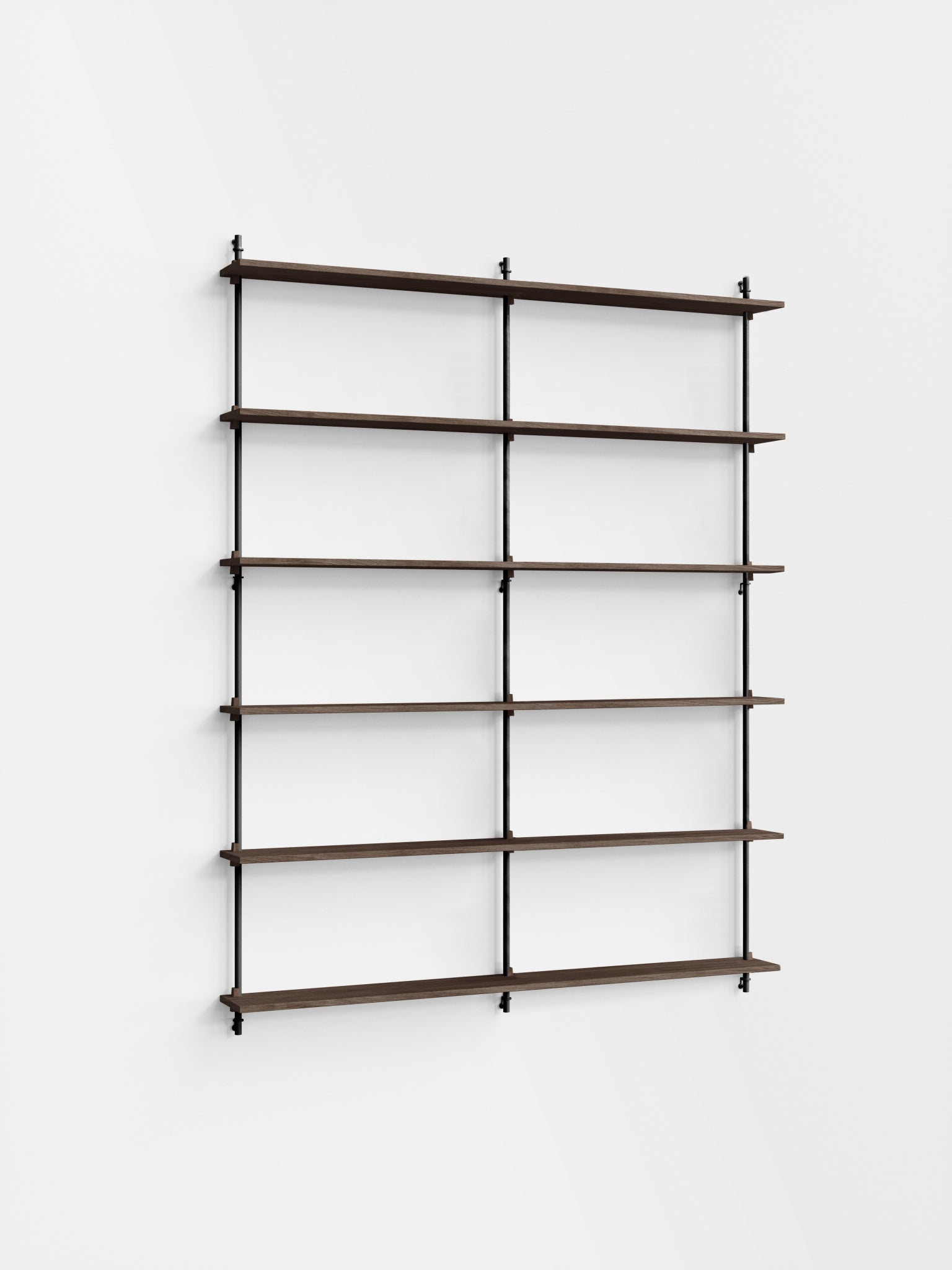 Moebe Wall Shelving Set Ws.200.2.b, Smoked Oak Shelves, Black Legs (fsc Mix Credit)