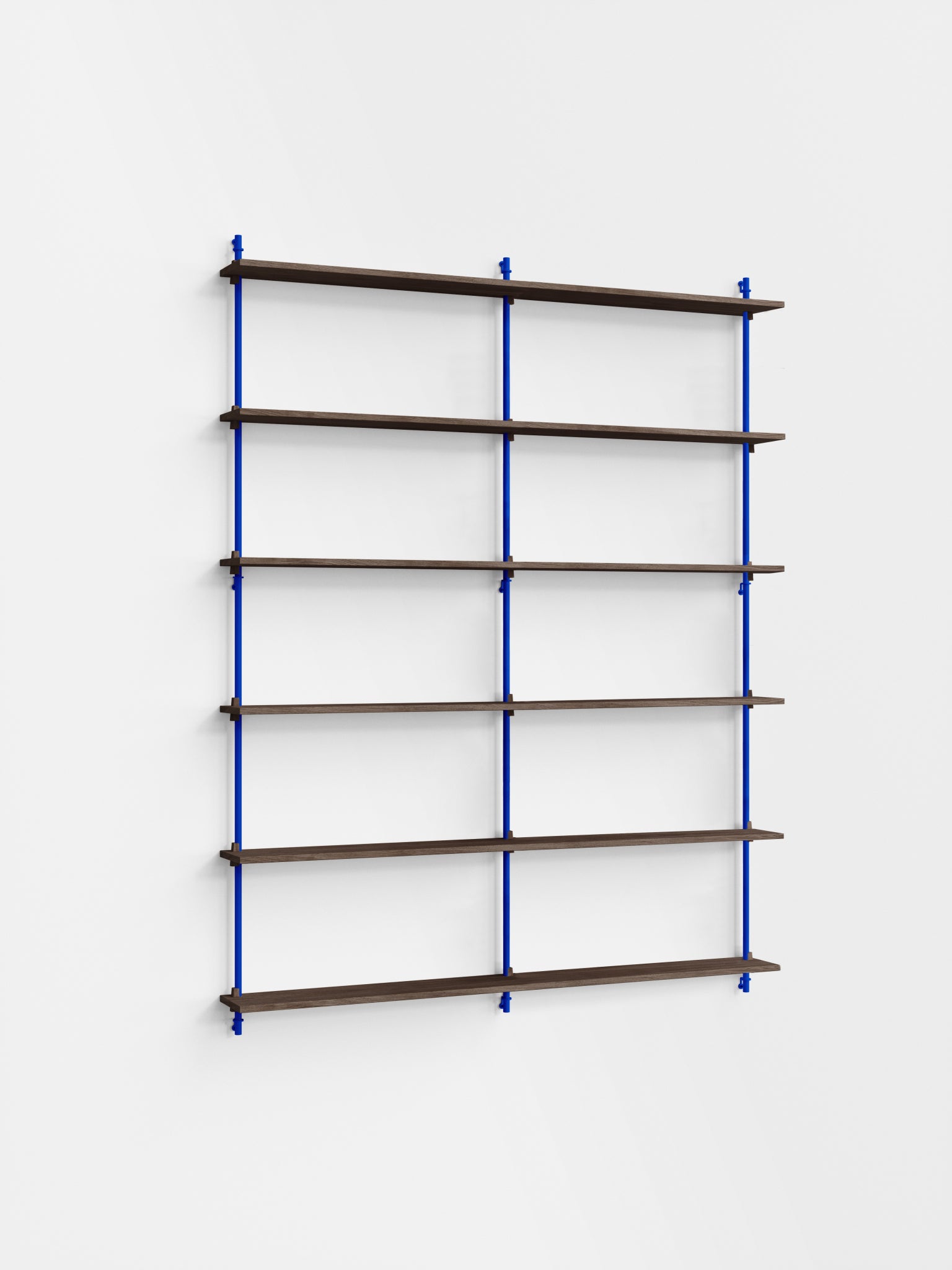 Moebe Wall Shelving Set Ws.200.2.b, Smoked Oak Shelves, Deep Blue Legs (fsc Mix Credit)