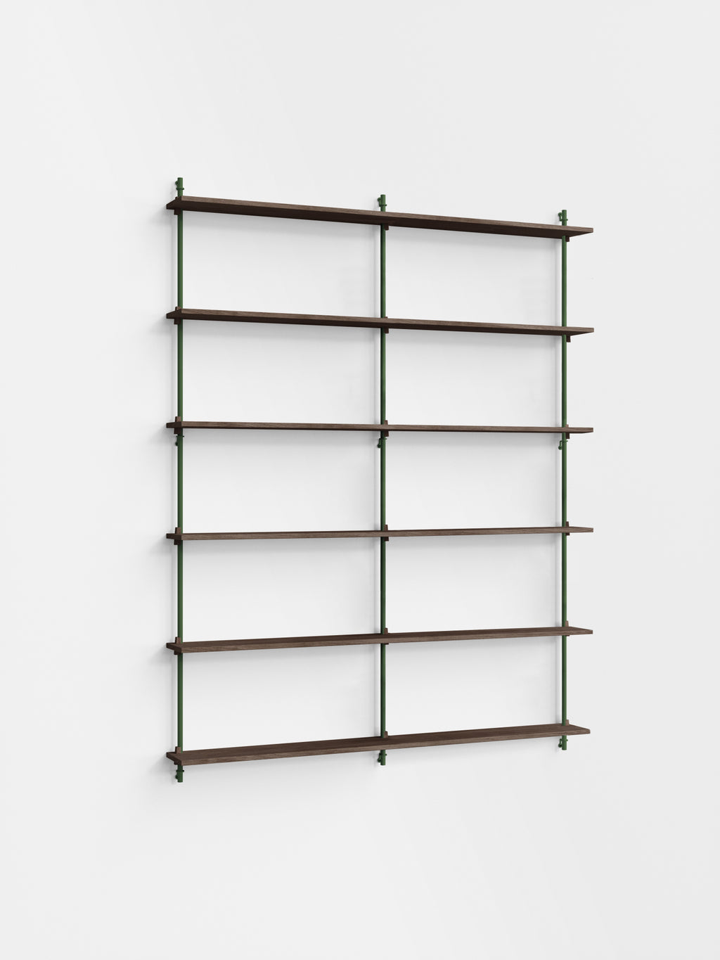Moebe Wall Shelving Set Ws.200.2.b, Smoked Oak Shelves, Pine Green Legs (fsc Mix Credit)