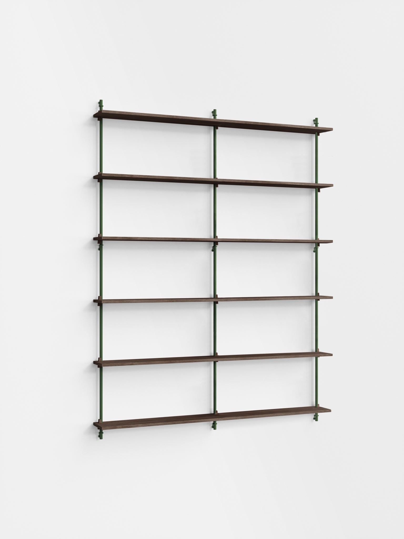 Moebe Wall Shelving Set Ws.200.2.b, Smoked Oak Shelves, Pine Green Legs (fsc Mix Credit)