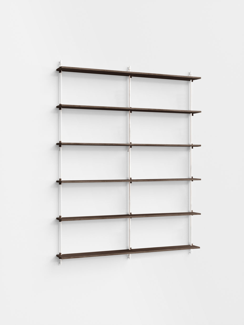 Moebe Wall Shelving Set Ws.200.2.b, Smoked Oak Shelves, White Legs (fsc Mix Credit)