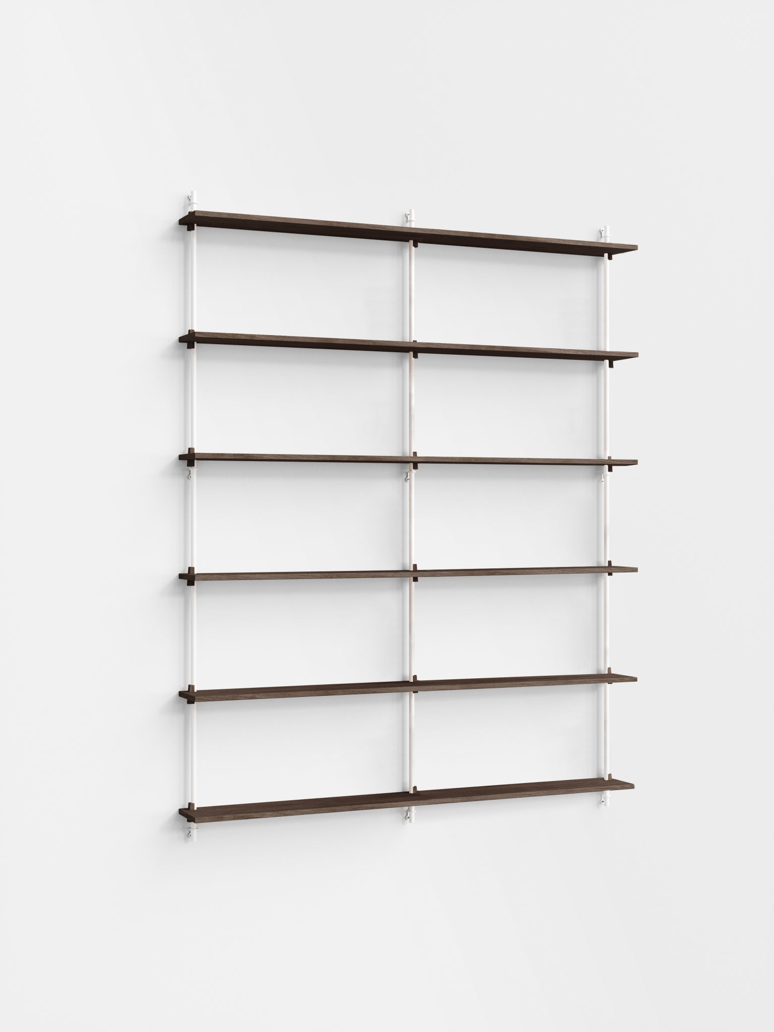 Moebe Wall Shelving Set Ws.200.2.b, Smoked Oak Shelves, White Legs (fsc Mix Credit)
