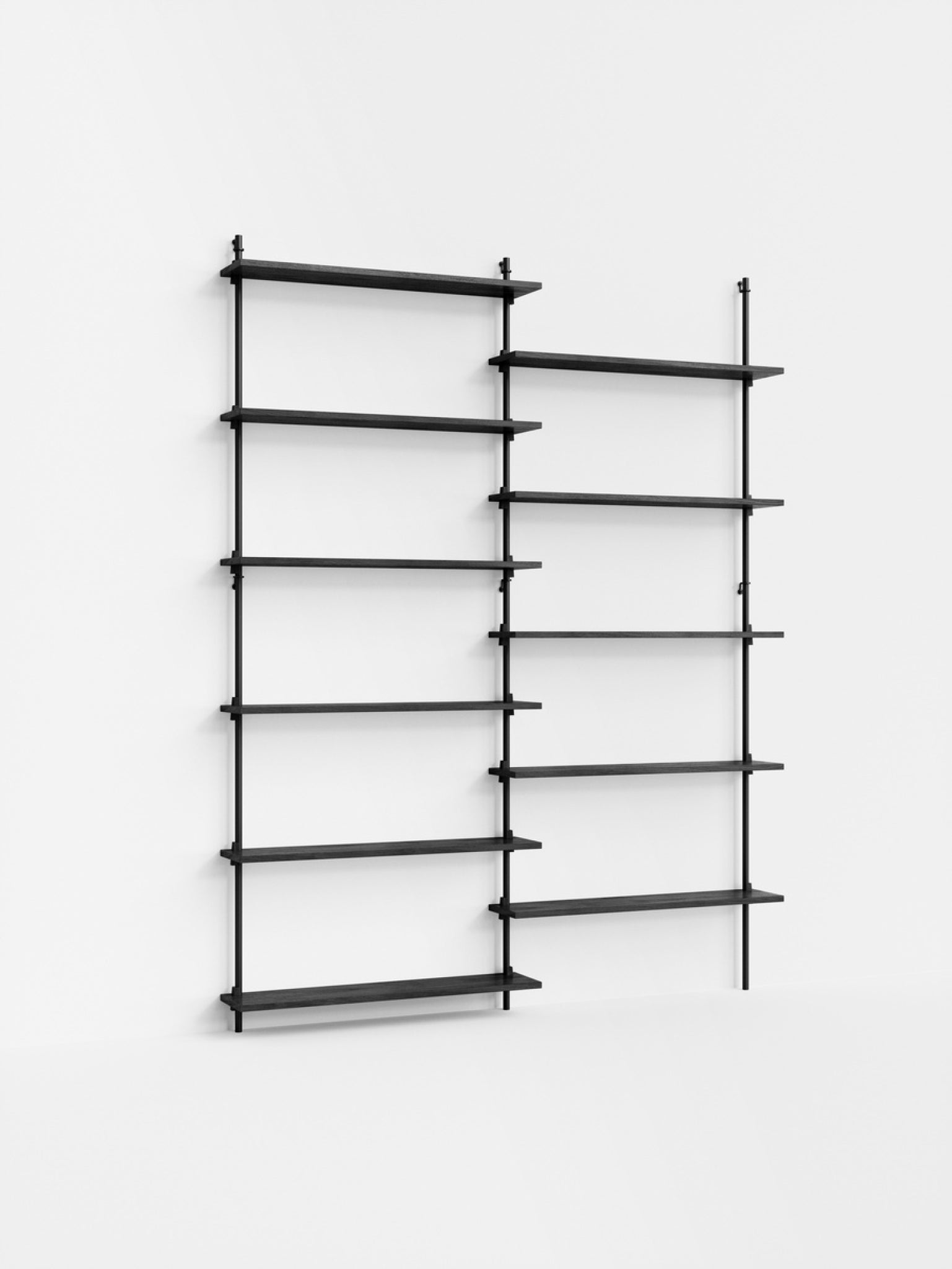 Moebe Wall Shelving Set Ws.200.2, Black Shelves, Black Legs (fsc Mix Credit)
