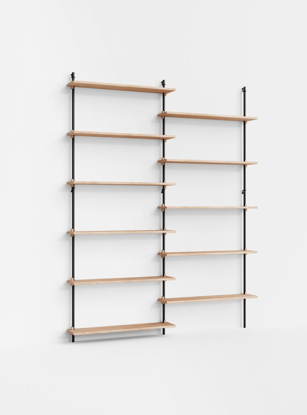 Moebe Wall Shelving Set Ws.200.2, Oak Shelves, Black Legs (fsc Mix Credit)