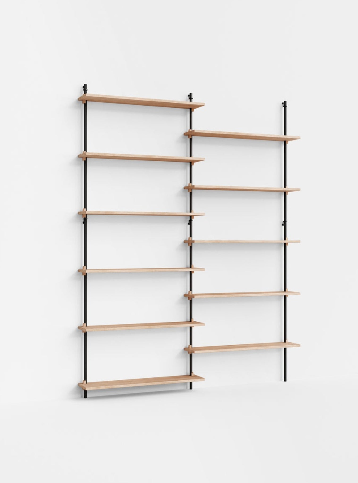 Moebe Wall Shelving Set Ws.200.2, Oak Shelves, Black Legs (fsc Mix Credit)