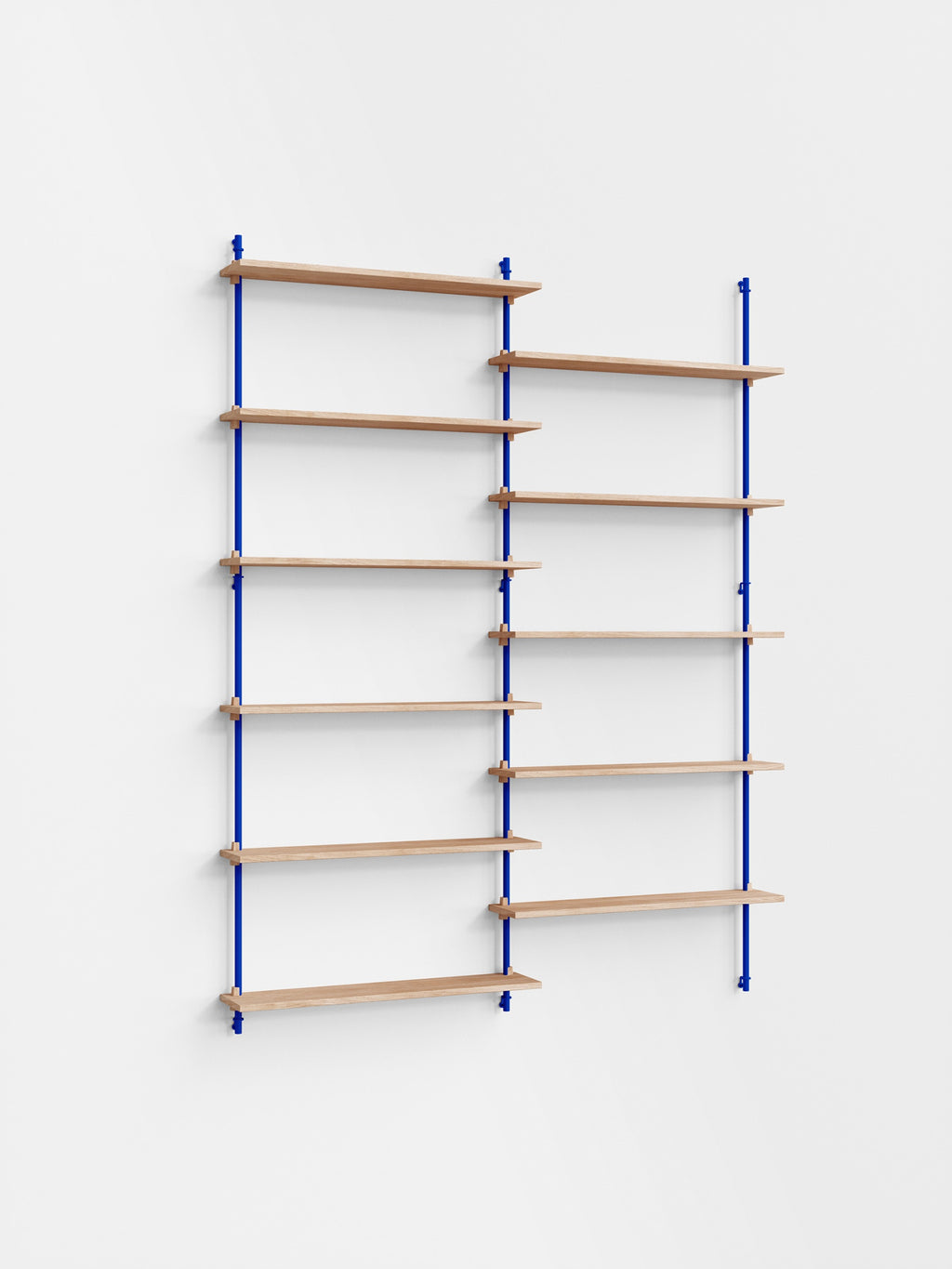 Moebe Wall Shelving Set Ws.200.2, Oak Shelves, Deep Blue Legs (fsc Mix Credit)