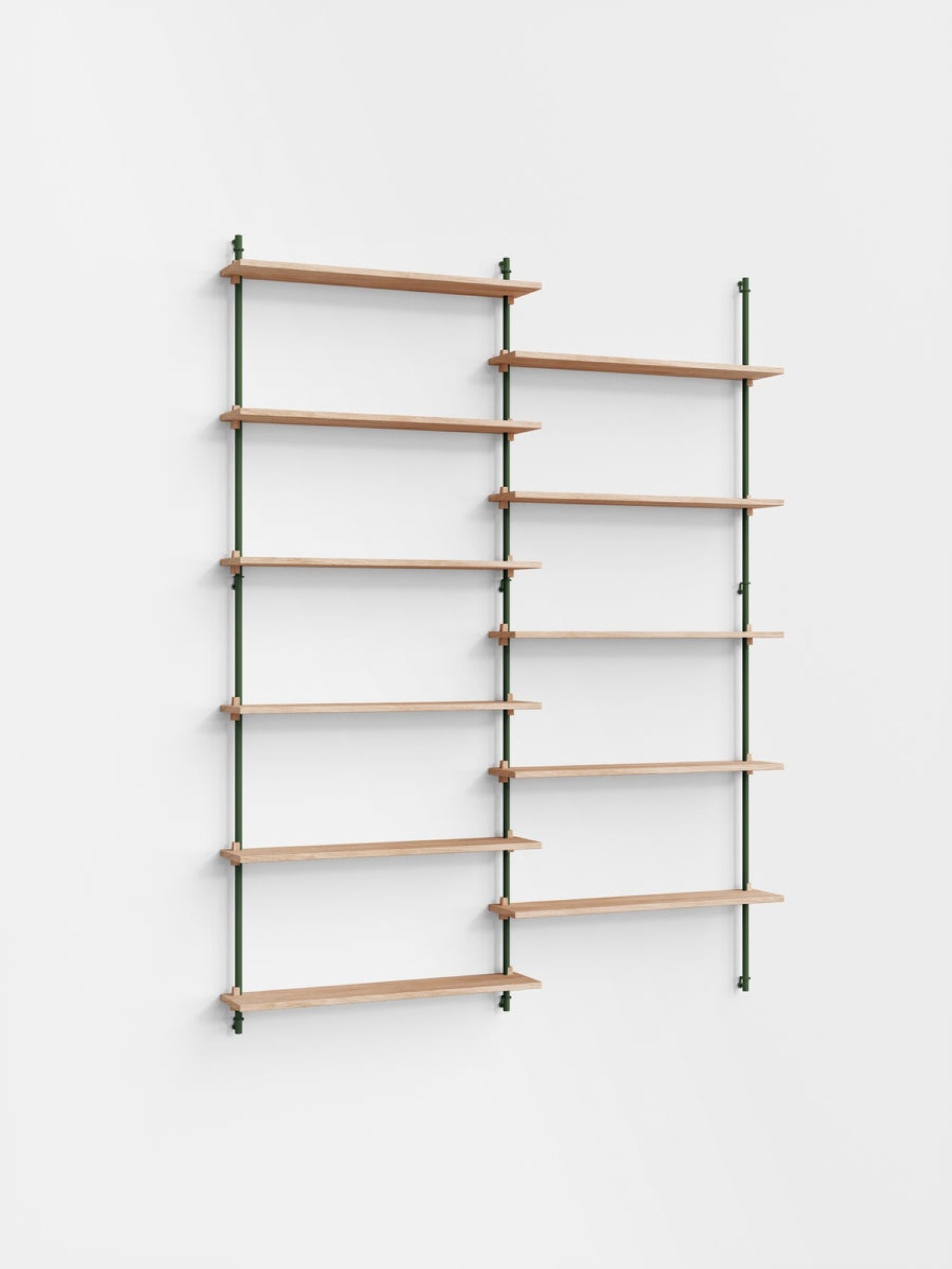 Moebe Wall Shelving Set Ws.200.2, Oak Shelves, Pine Green Legs (fsc Mix Credit)