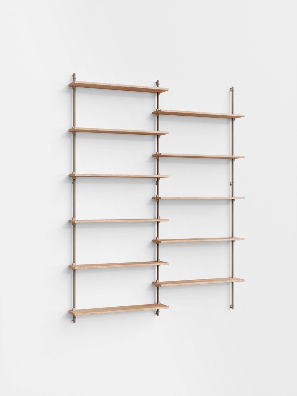 Moebe Wall Shelving Set Ws.200.2, Oak Shelves, Warm Grey Legs (fsc Mix Credit)