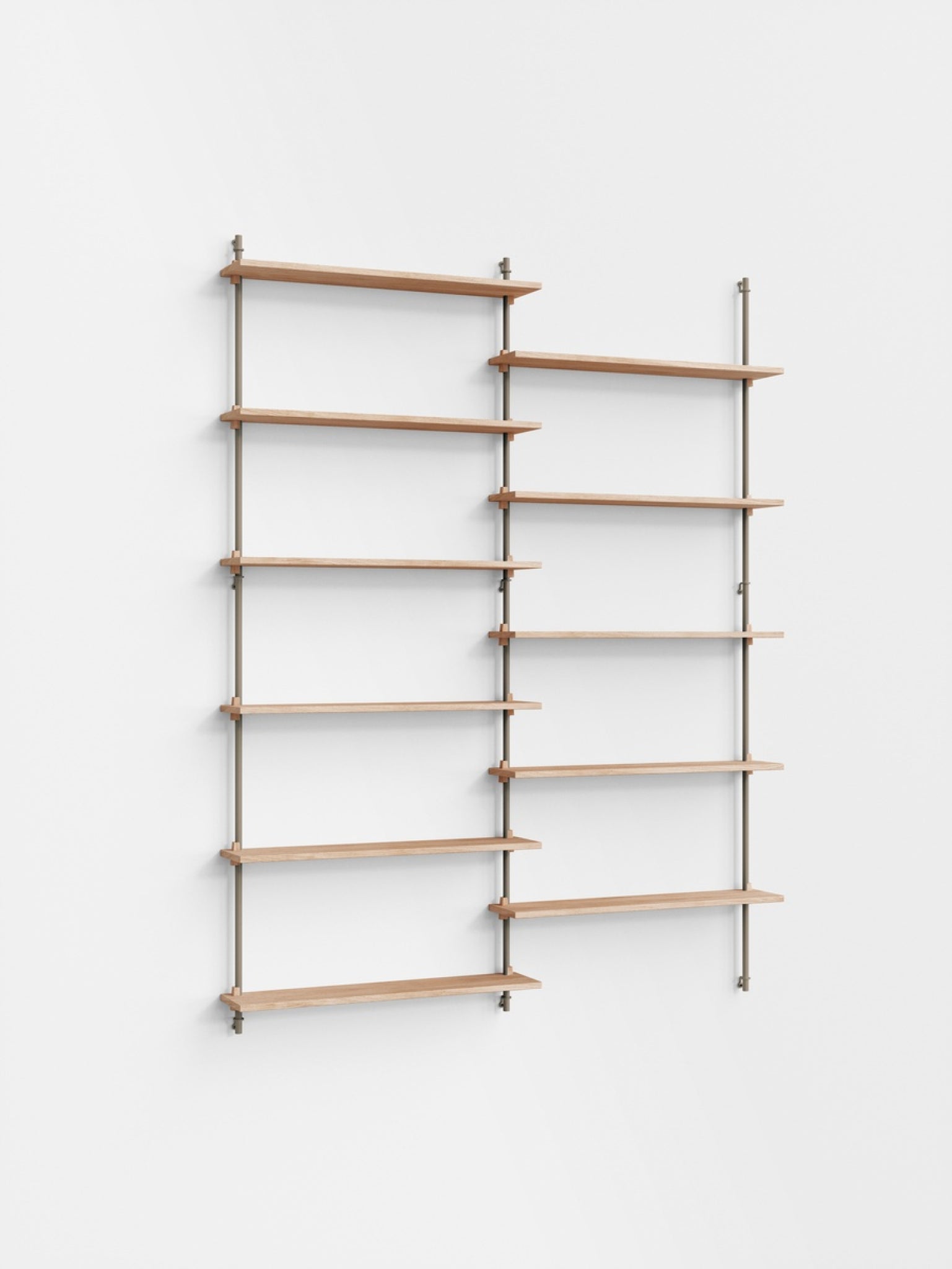Moebe Wall Shelving Set Ws.200.2, Oak Shelves, Warm Grey Legs (fsc Mix Credit)
