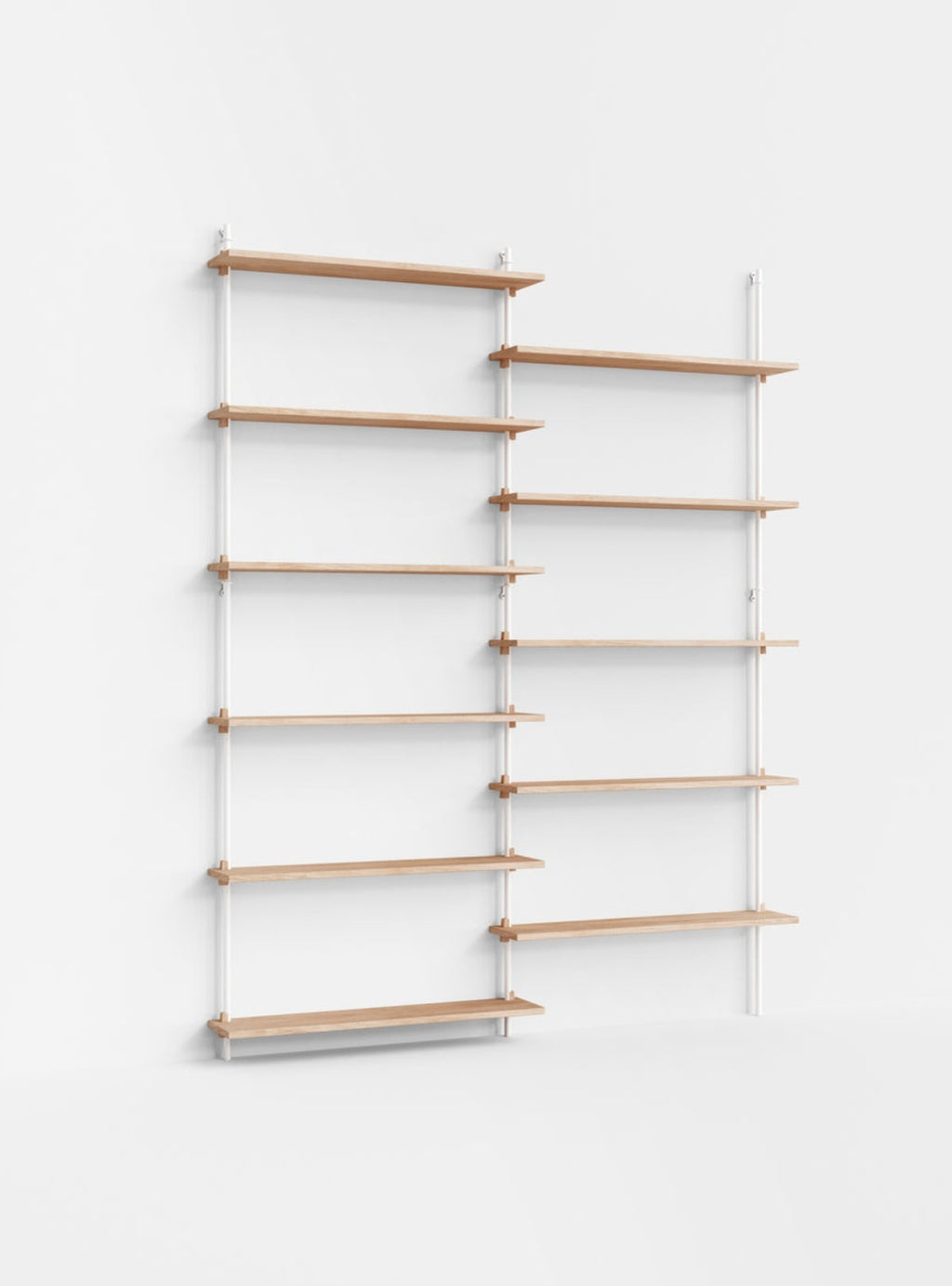 Moebe Wall Shelving Set Ws.200.2, Oak Shelves, White Legs (fsc Mix Credit)