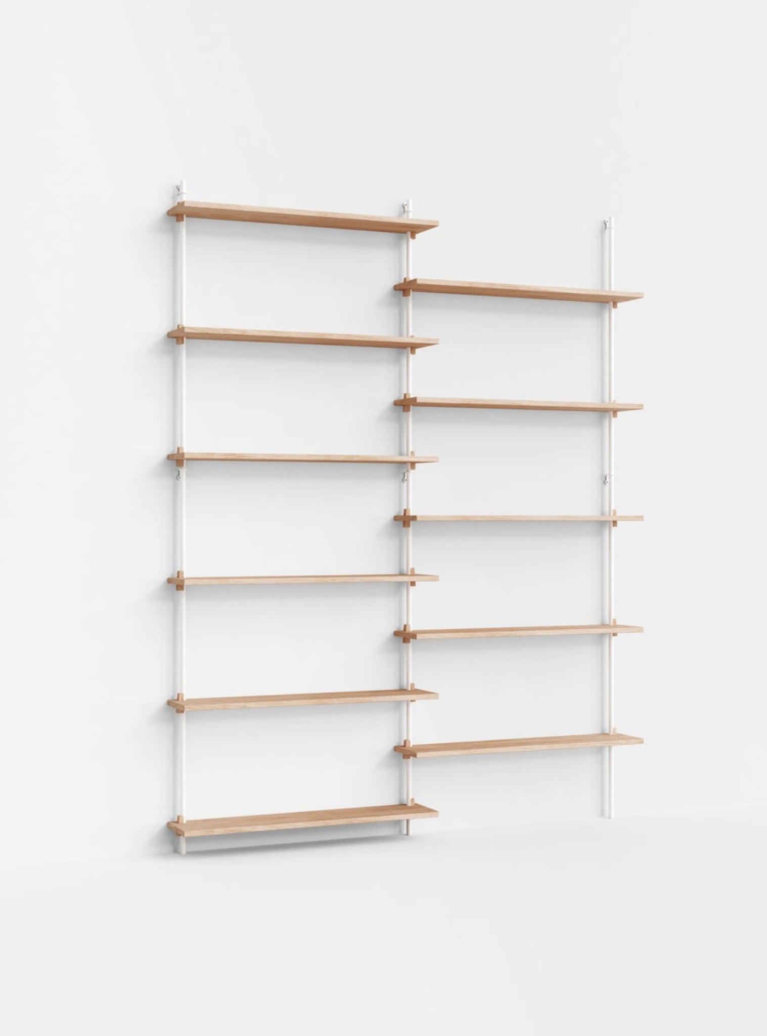 Moebe Wall Shelving Set Ws.200.2, Oak Shelves, White Legs (fsc Mix Credit)