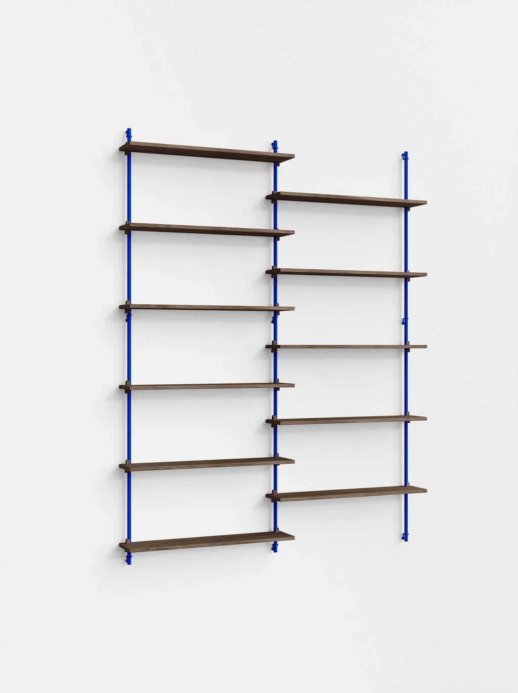 Moebe Wall Shelving Set Ws.200.2, Smoked Oak Shelves, Deep Blue Legs (fsc Mix Credit)