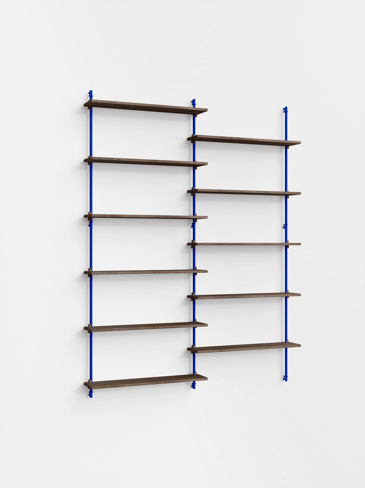 Moebe Wall Shelving Set Ws.200.2, Smoked Oak Shelves, Deep Blue Legs (fsc Mix Credit)