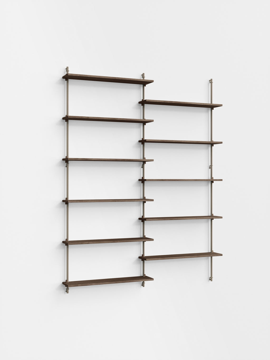 Moebe Wall Shelving Set Ws.200.2, Smoked Oak Shelves, Warm Grey Legs (fsc Mix Credit)