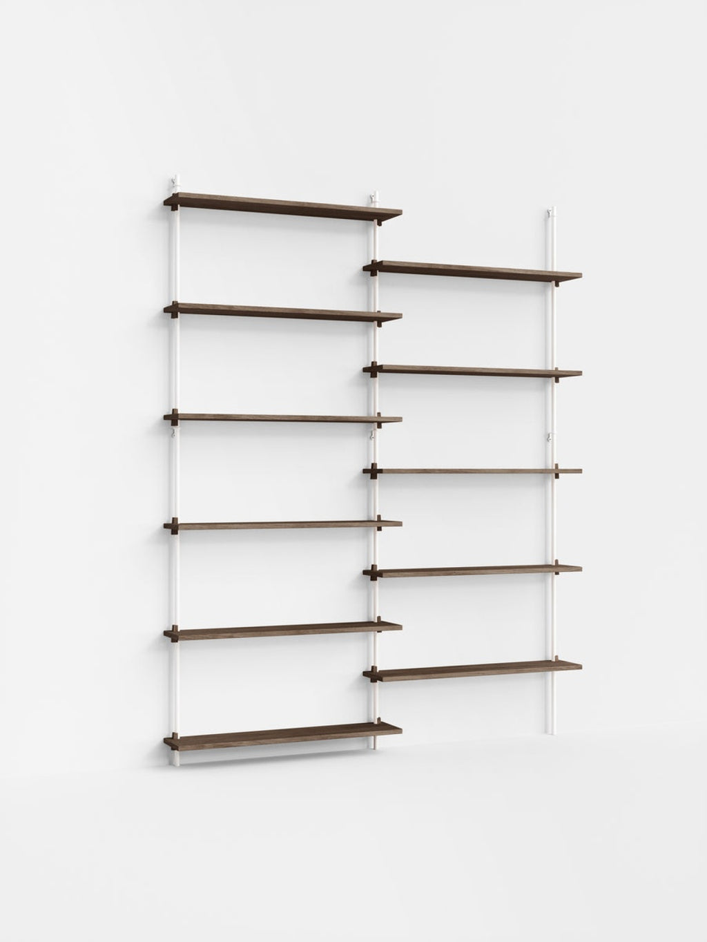 Moebe Wall Shelving Set Ws.200.2, Smoked Oak Shelves, White Legs (fsc Mix Credit)