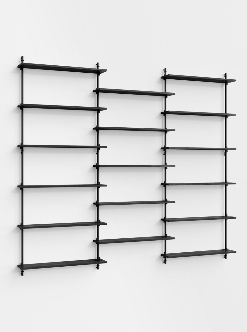 Moebe Wall Shelving Set Ws.200.3, Black Shelves, Black Legs (fsc Mix Credit)