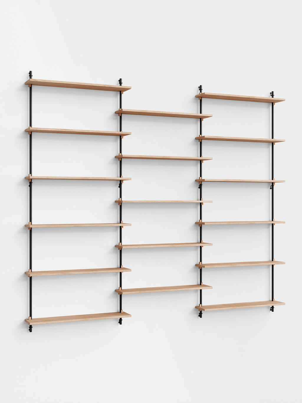Moebe Wall Shelving Set Ws.200.3, Oak Shelves, Black Legs (fsc Mix Credit)