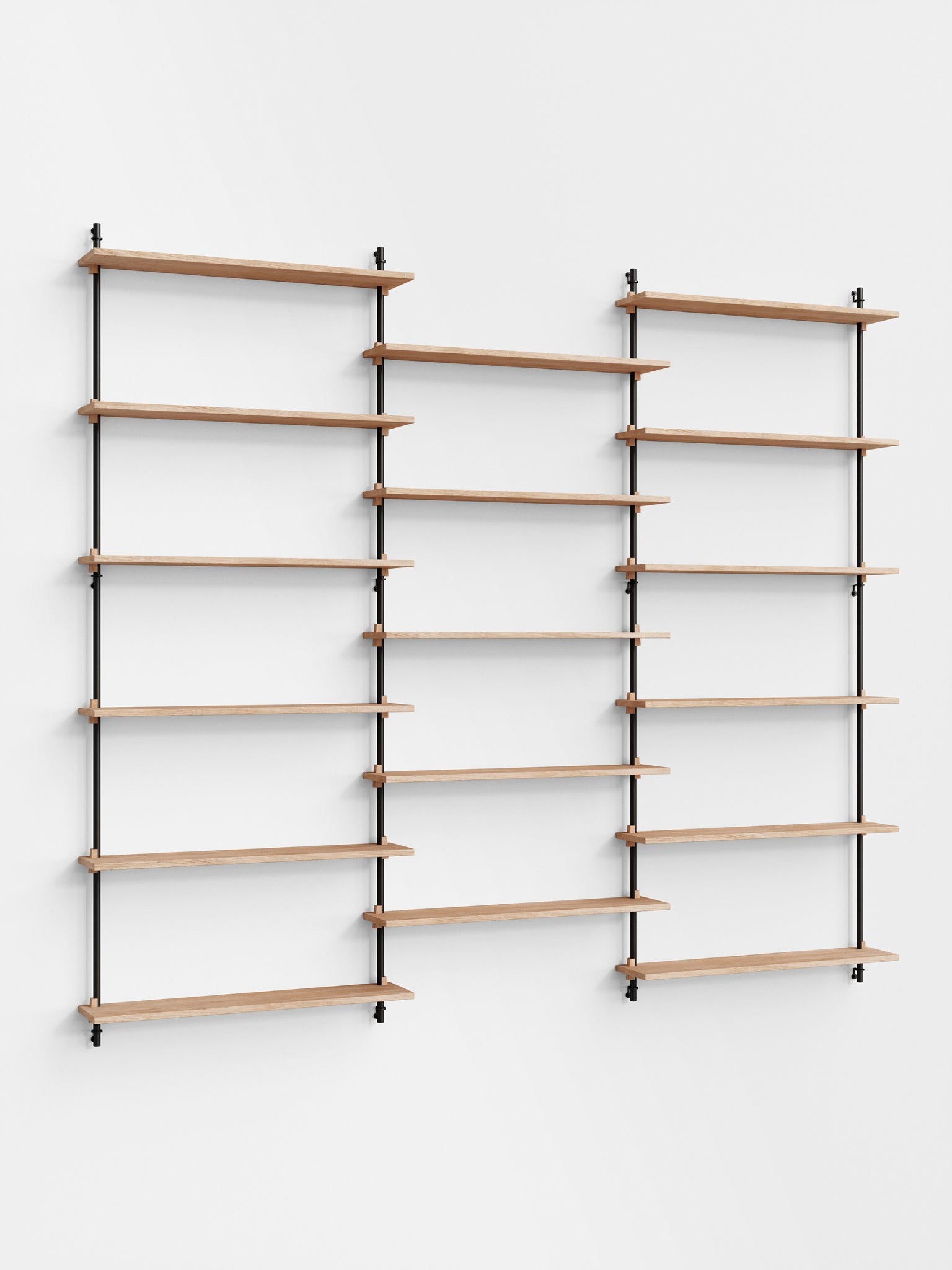 Moebe Wall Shelving Set Ws.200.3, Oak Shelves, Black Legs (fsc Mix Credit)