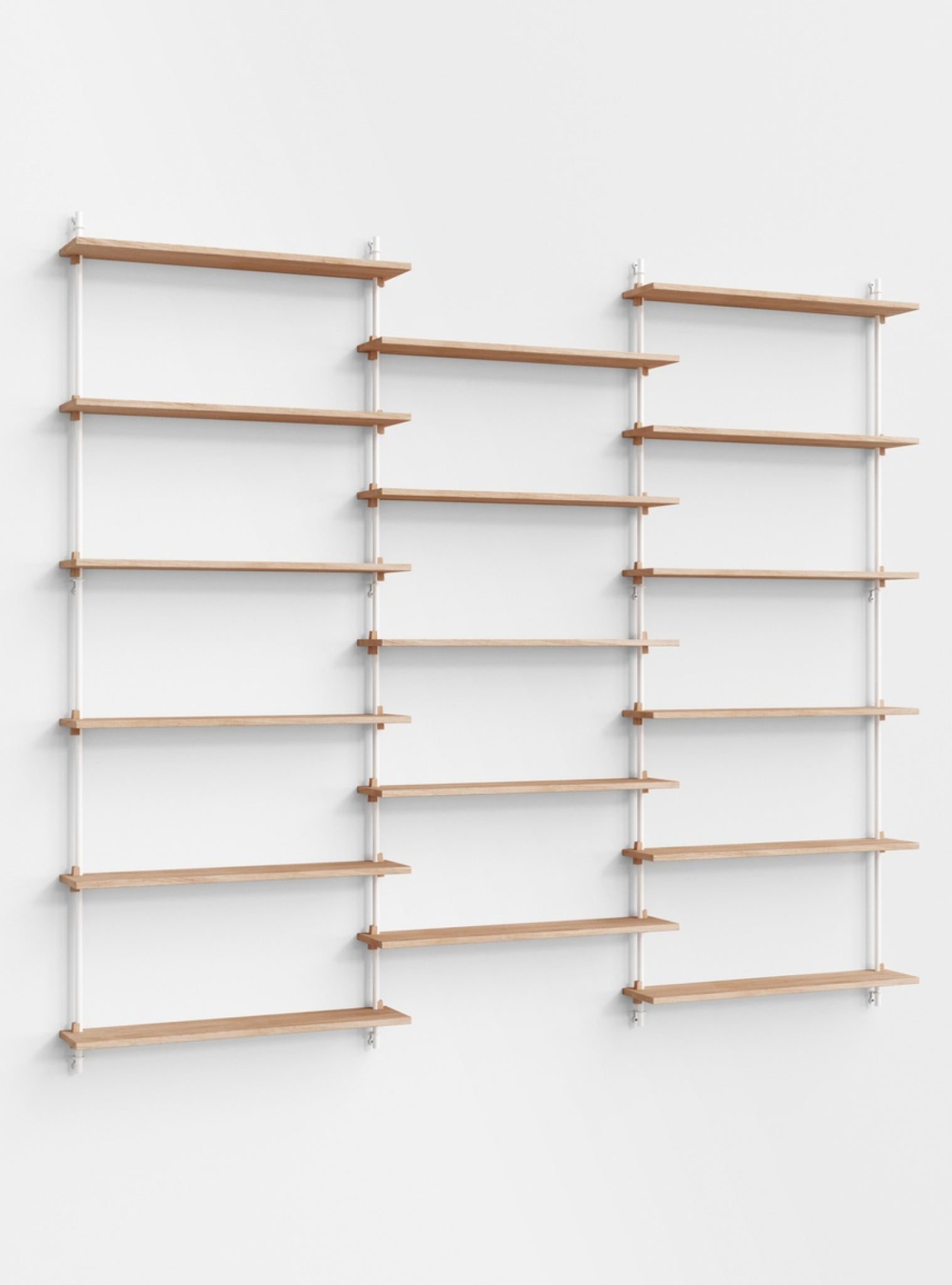 Moebe Wall Shelving Set Ws.200.3, Oak Shelves, White Legs (fsc Mix Credit)