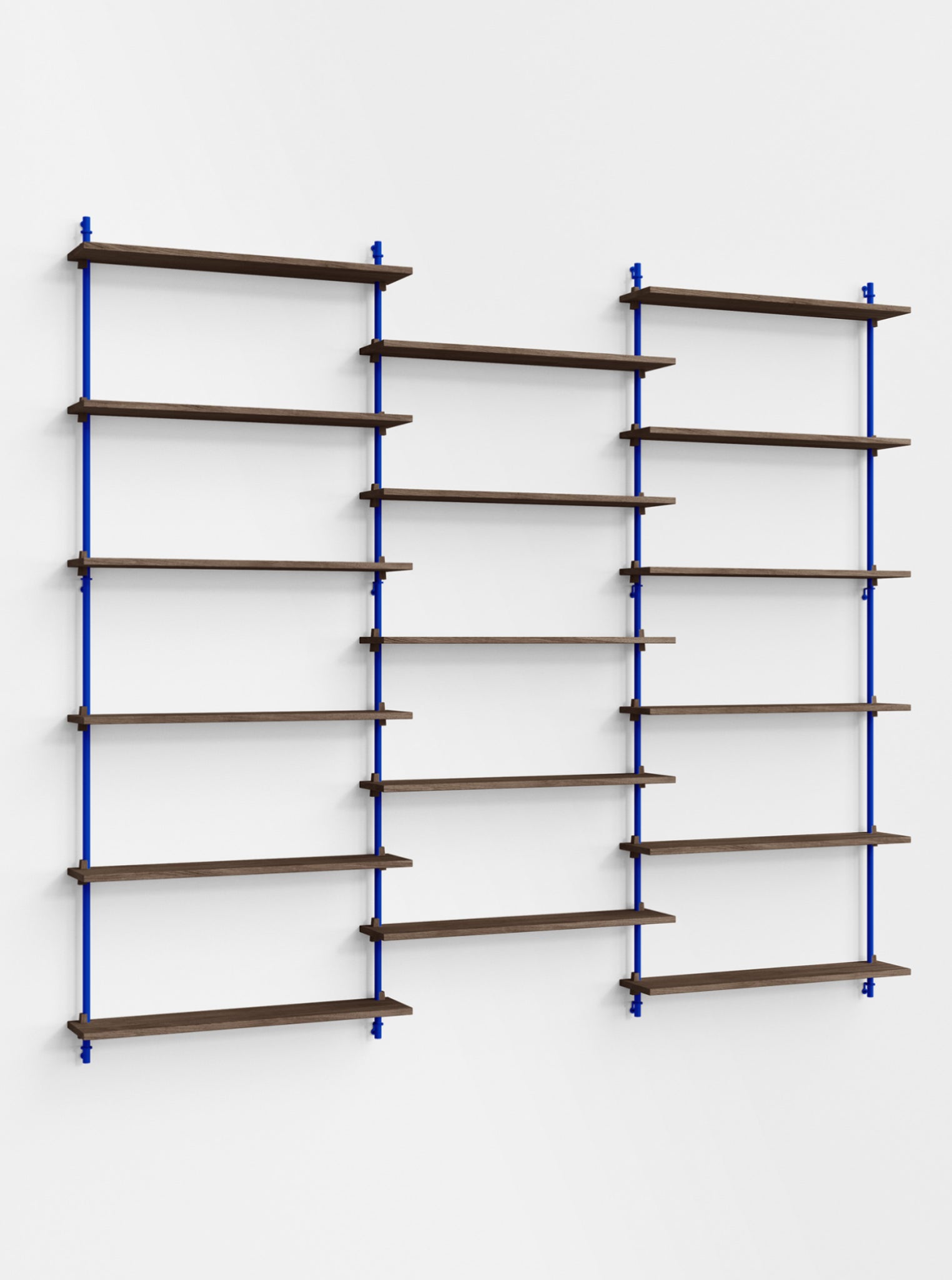 Moebe Wall Shelving Set Ws.200.3, Smoked Oak Shelves, Deep Blue Legs (fsc Mix Credit)