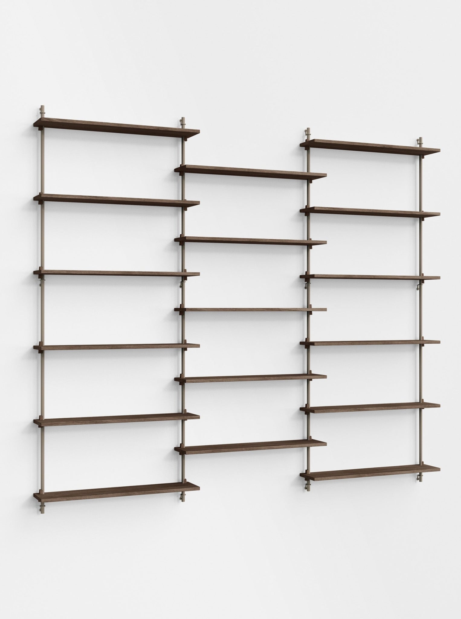 Moebe Wall Shelving Set Ws.200.3, Smoked Oak Shelves, Warm Grey Legs (fsc Mix Credit)
