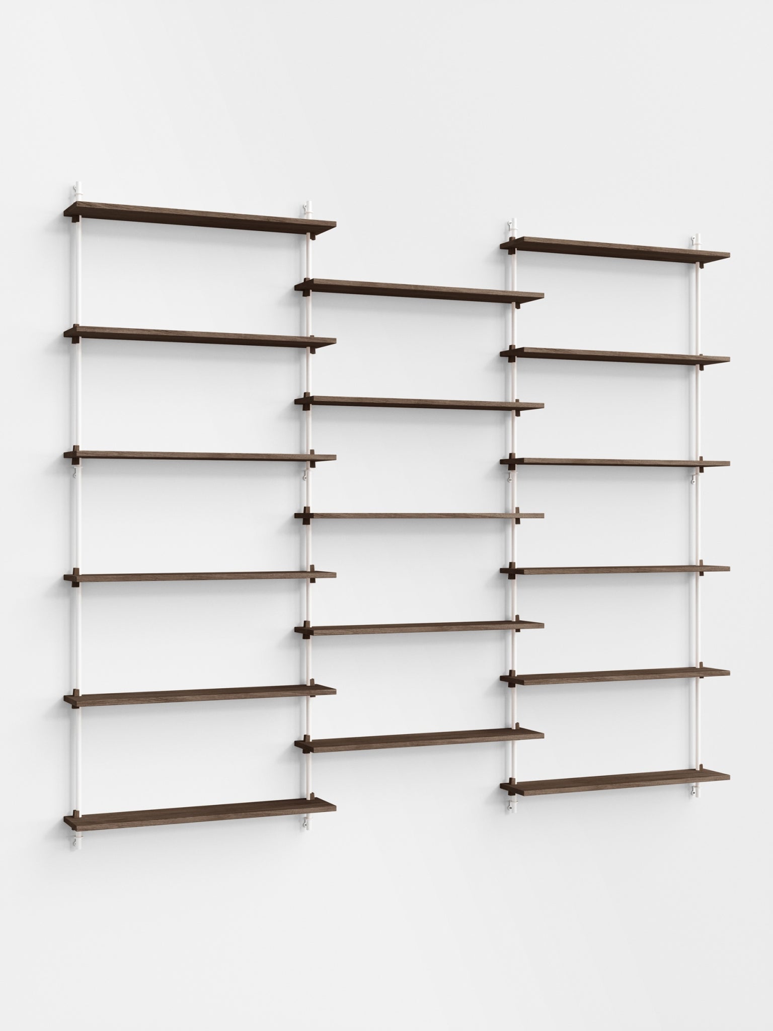 Moebe Wall Shelving Set Ws.200.3, Smoked Oak Shelves, White Legs (fsc Mix Credit)