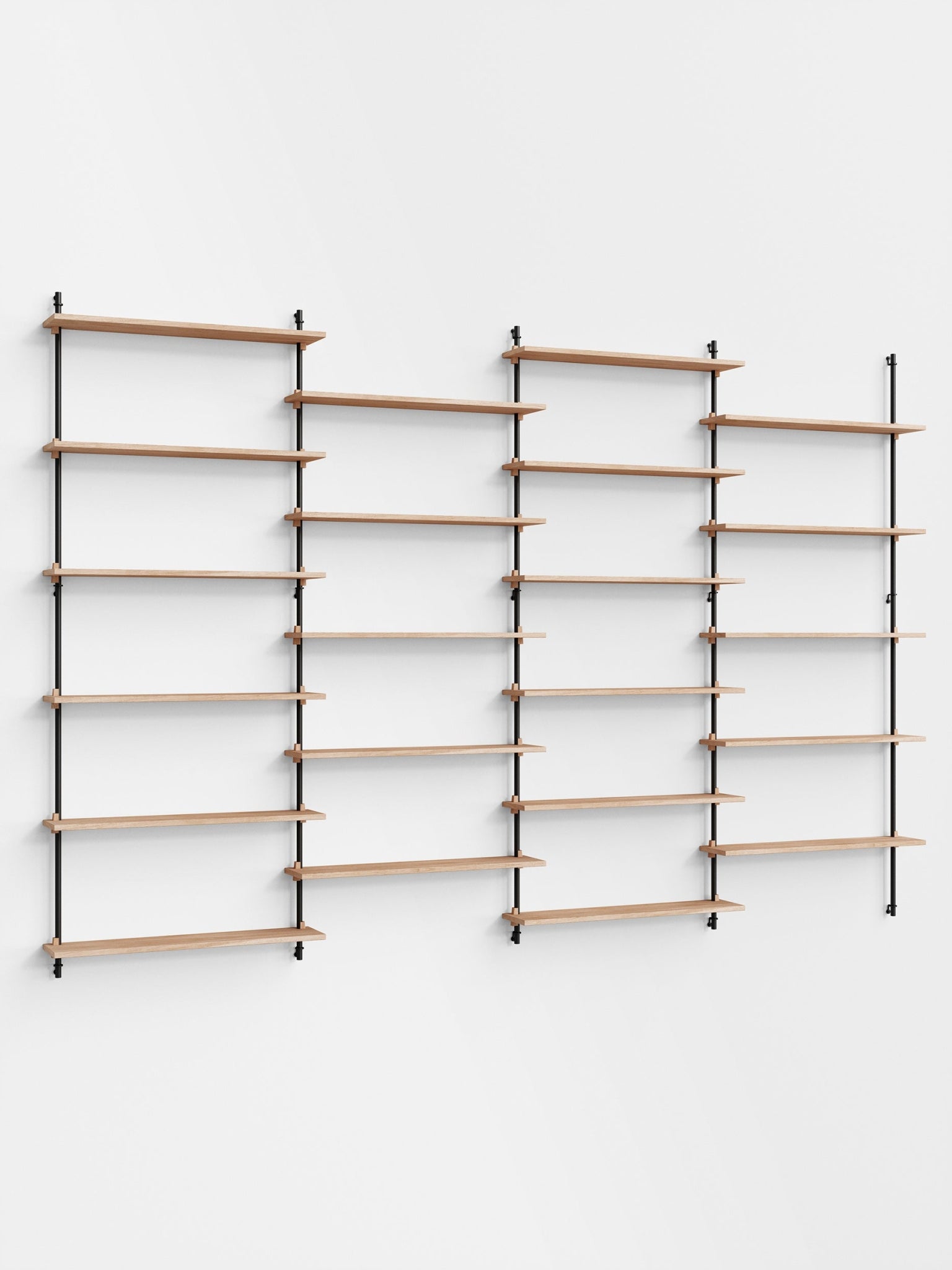 Moebe Wall Shelving Set Ws.200.4, Oak Shelves, Black Legs (fsc Mix Credit)